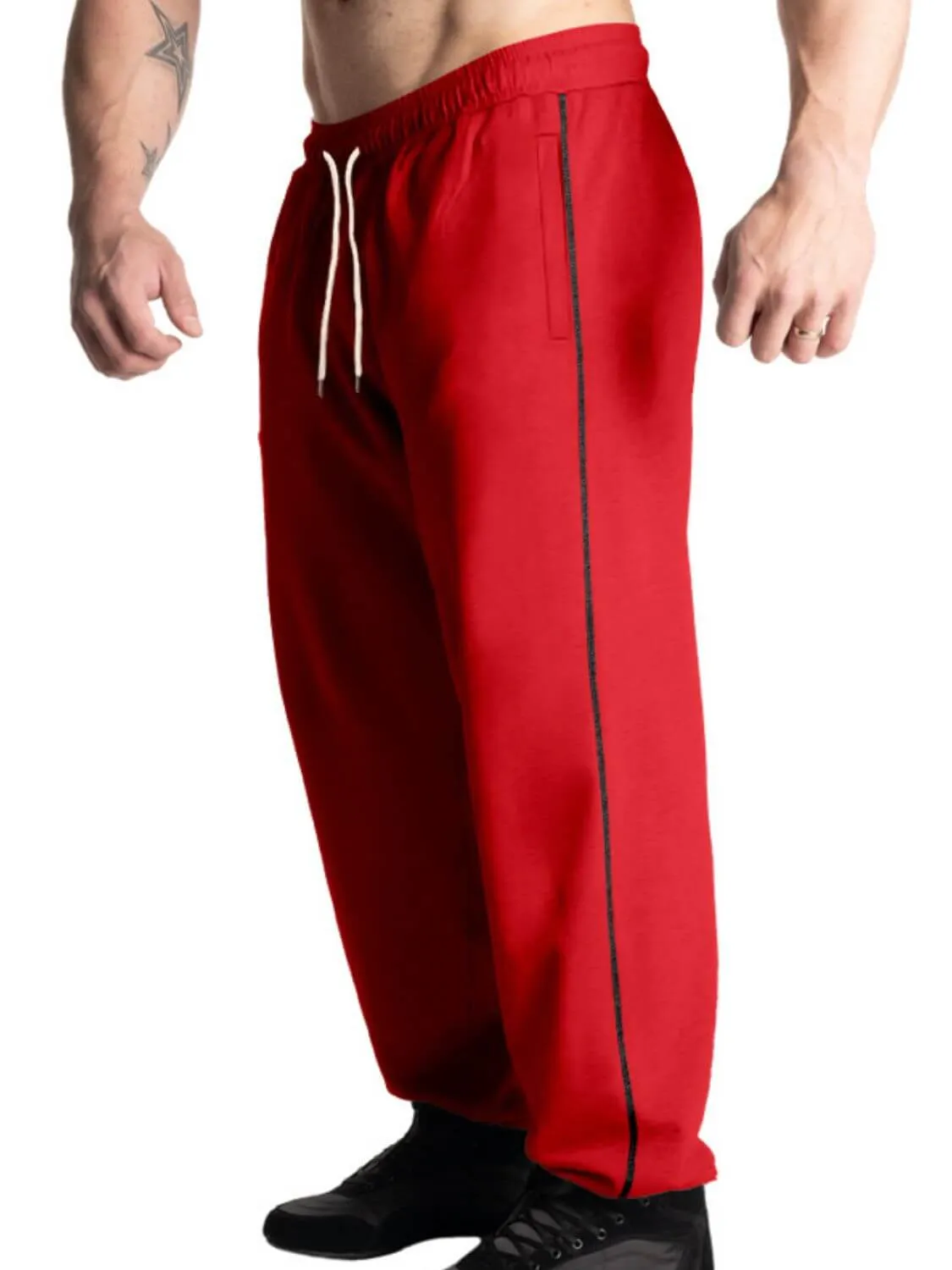 Men's Drawstring Pants with Side Pockets Plus Size