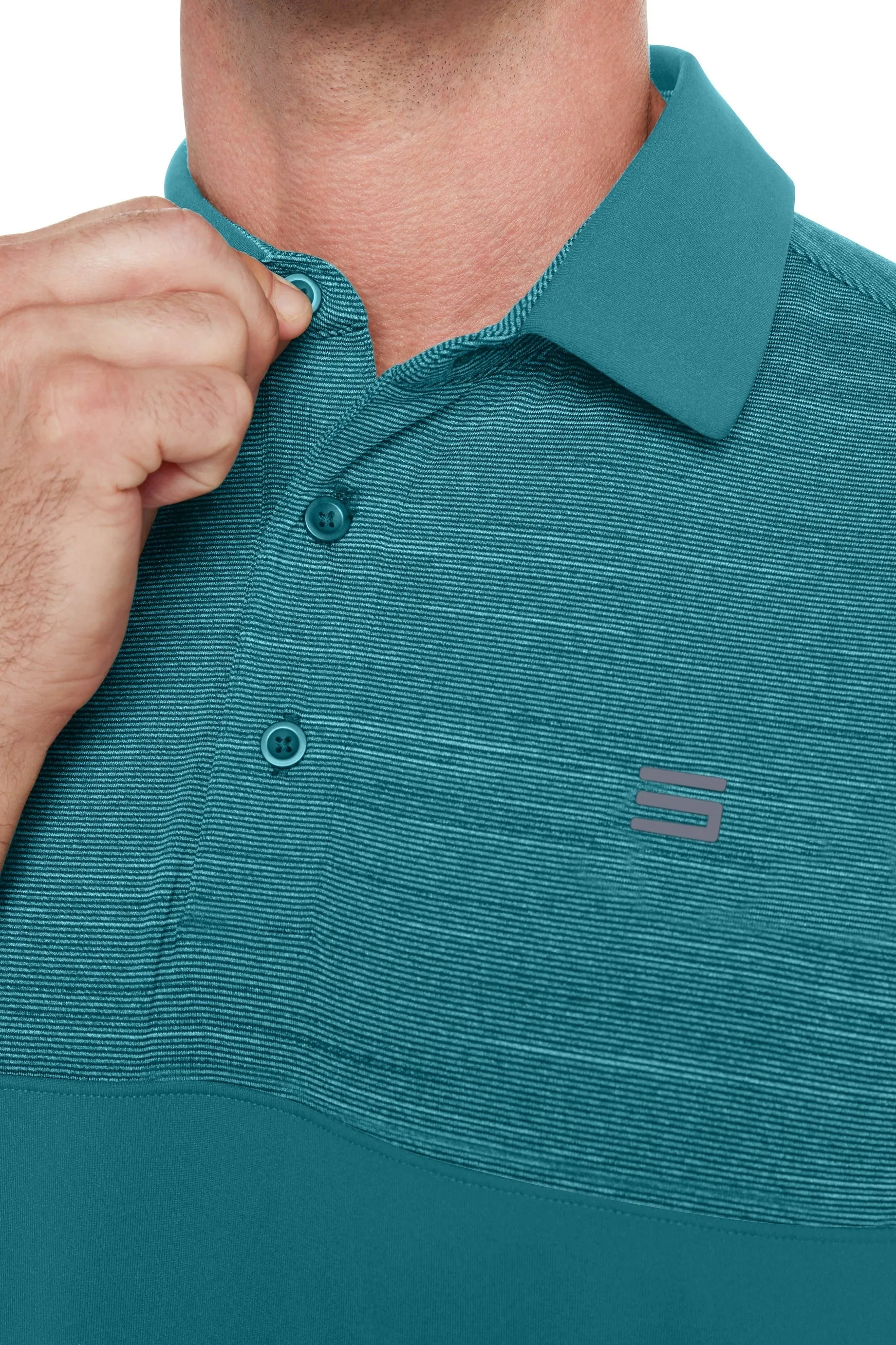 Men's Heathered Two-Tone Golf Polo (Select Colors Only)