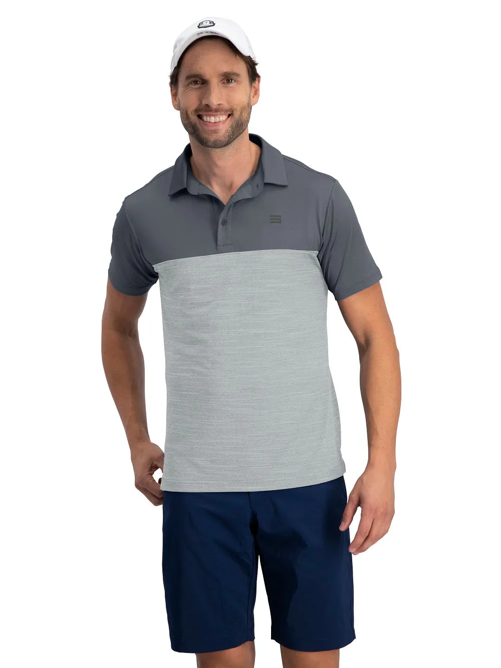 Men's Heathered Two-Tone Golf Polo (Select Colors Only)