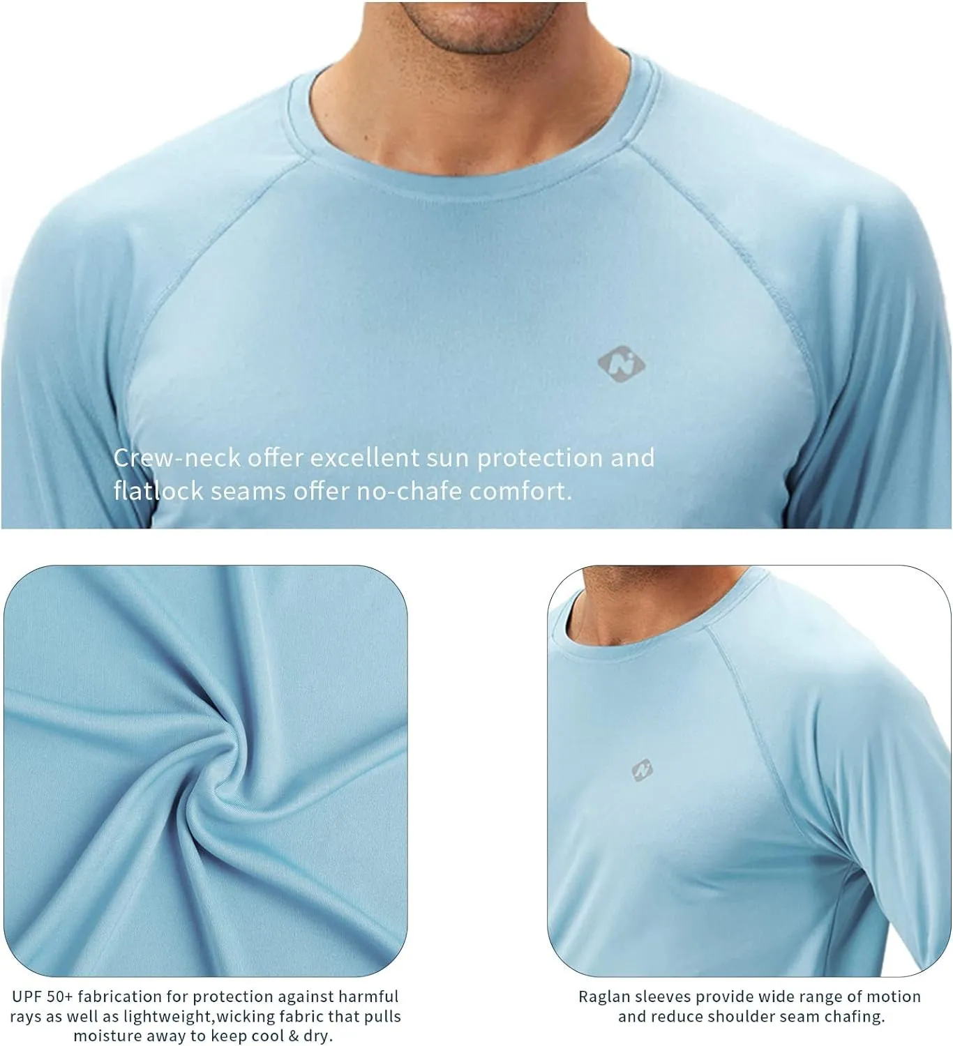 Men'S Rash Guard Shirts Swim Shirts UPF 50  UV Sun Protection Long Sleeve Shirts Lightweight Quick Dry