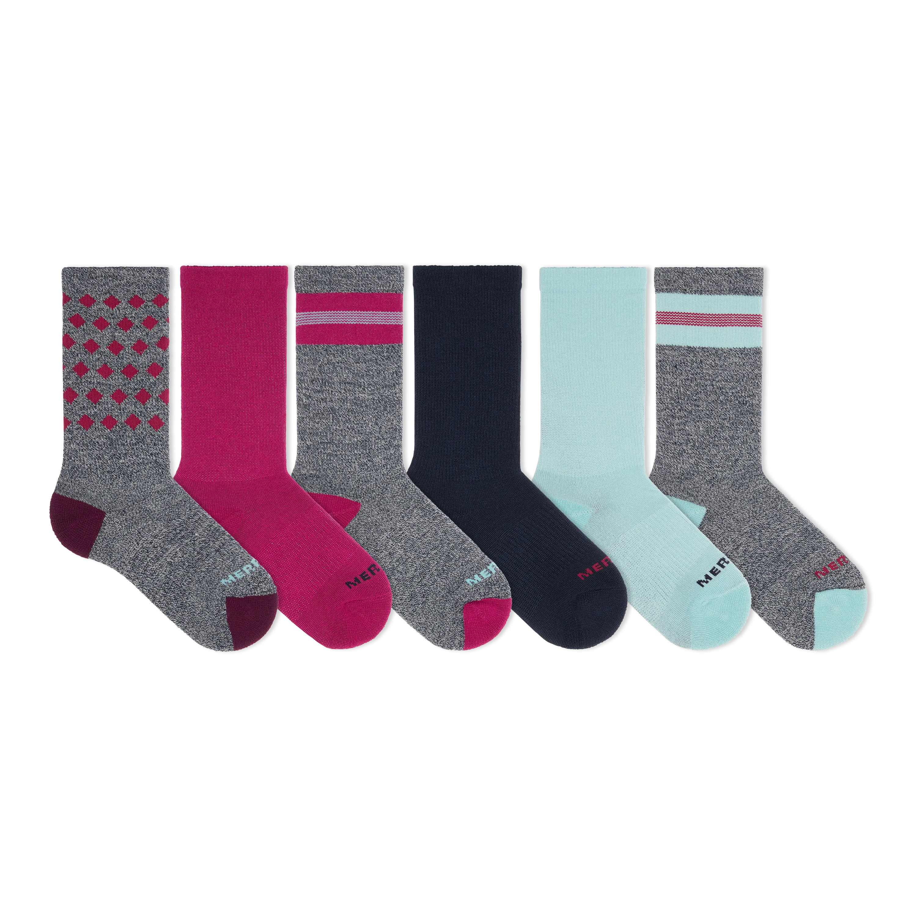 Merrell Kids Hybrid Hike Crew Socks 6 Pair