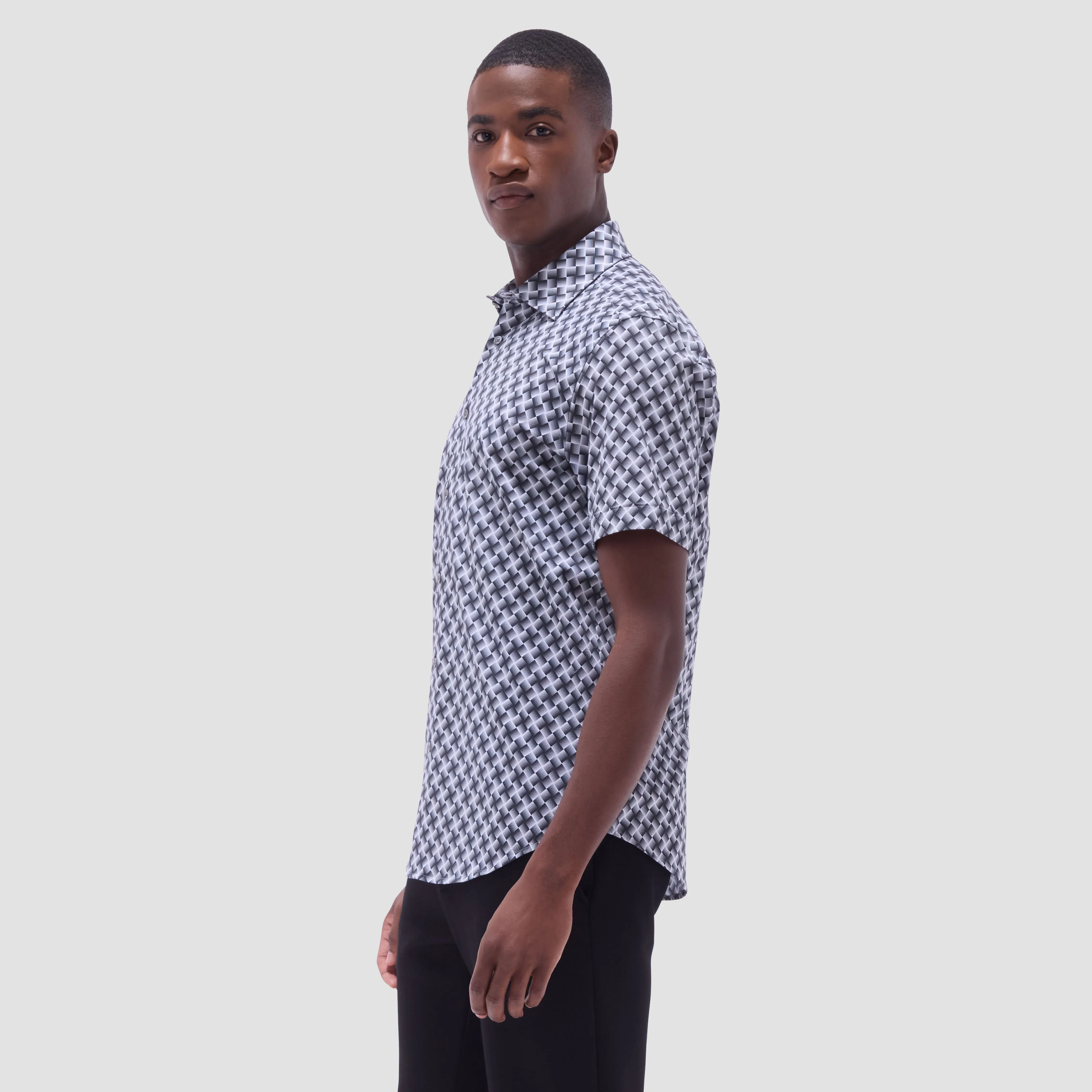 Miles Basketweave OoohCotton Short -Sleeve Shirt