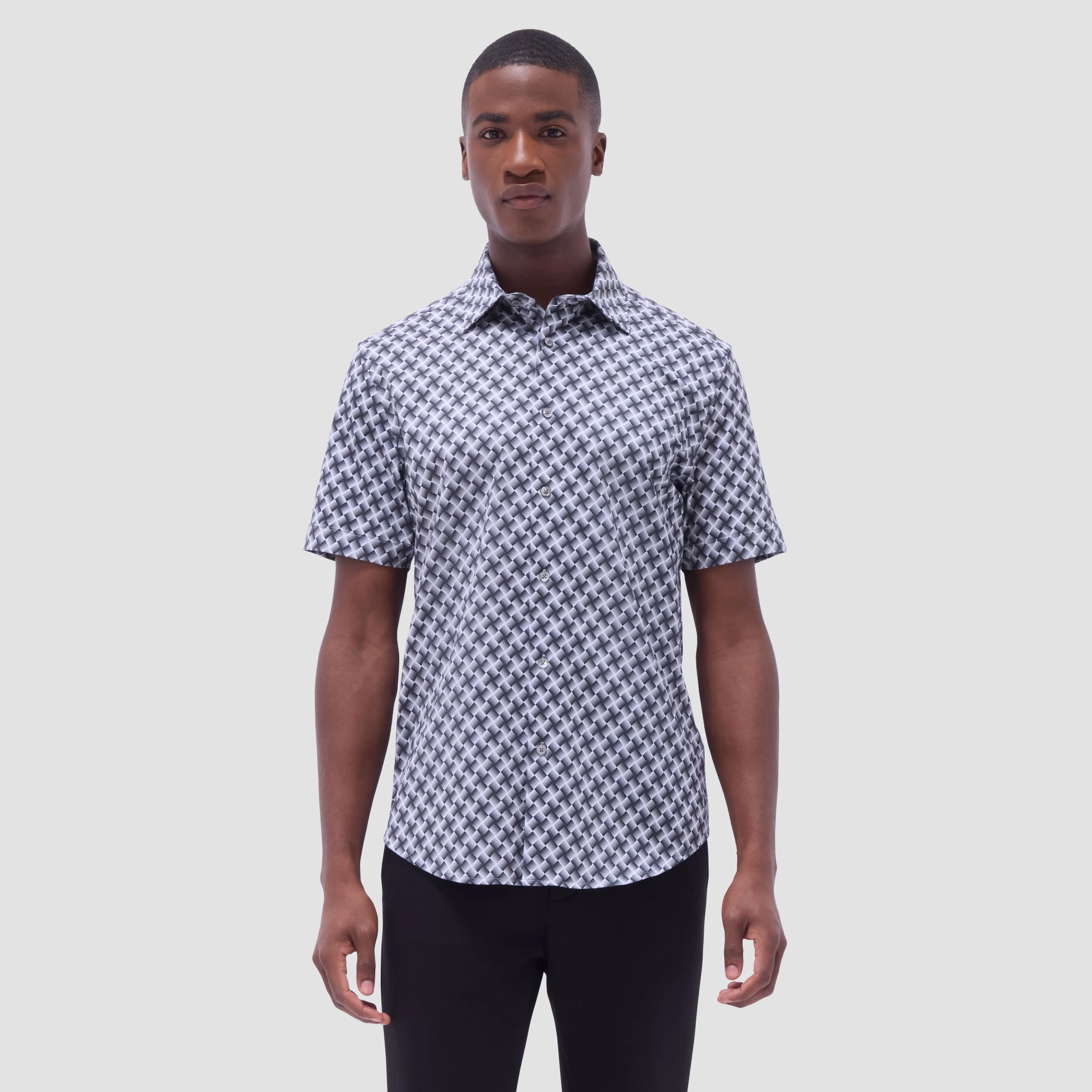 Miles Basketweave OoohCotton Short -Sleeve Shirt