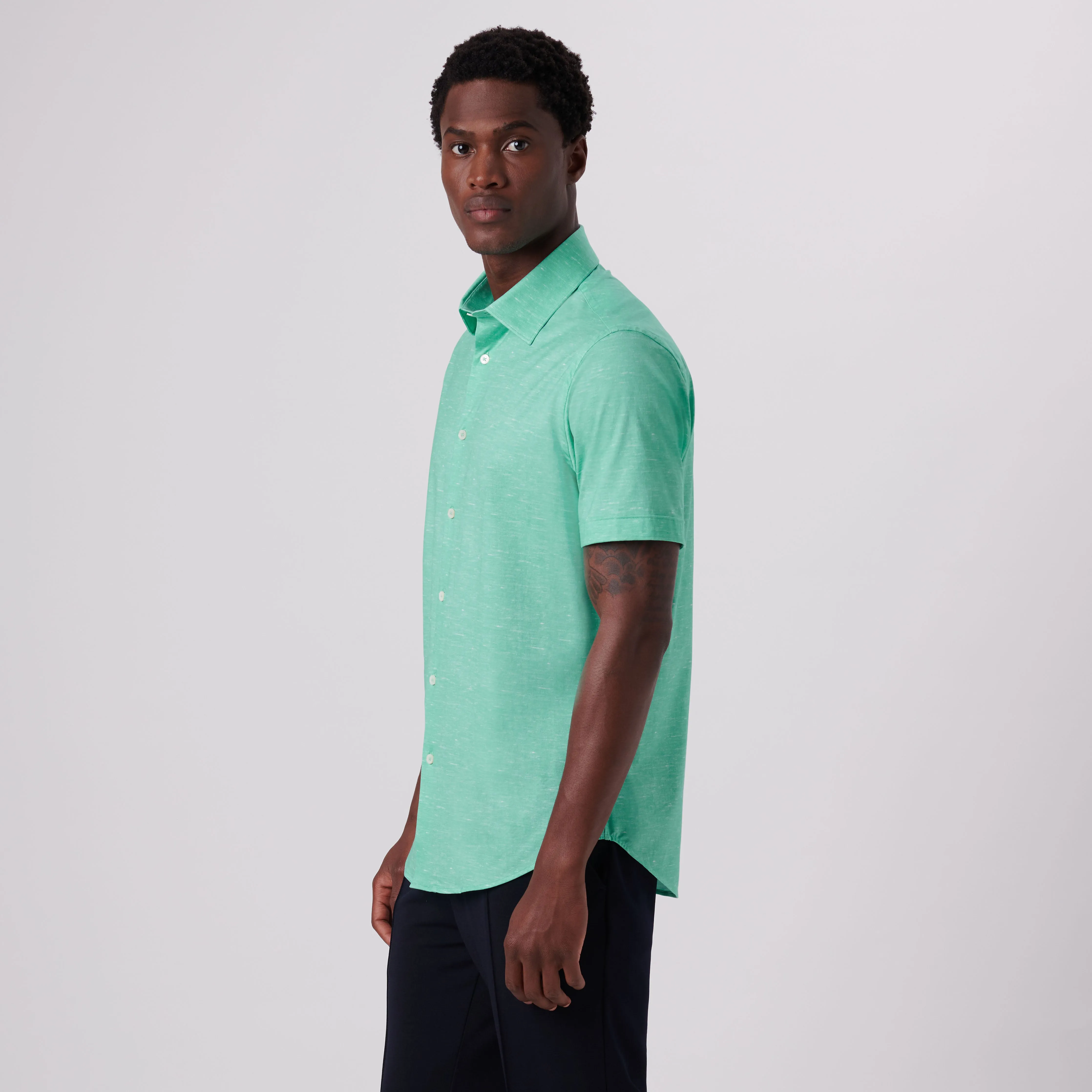 Miles Heather Print OoohCotton Short Sleeve Shirt