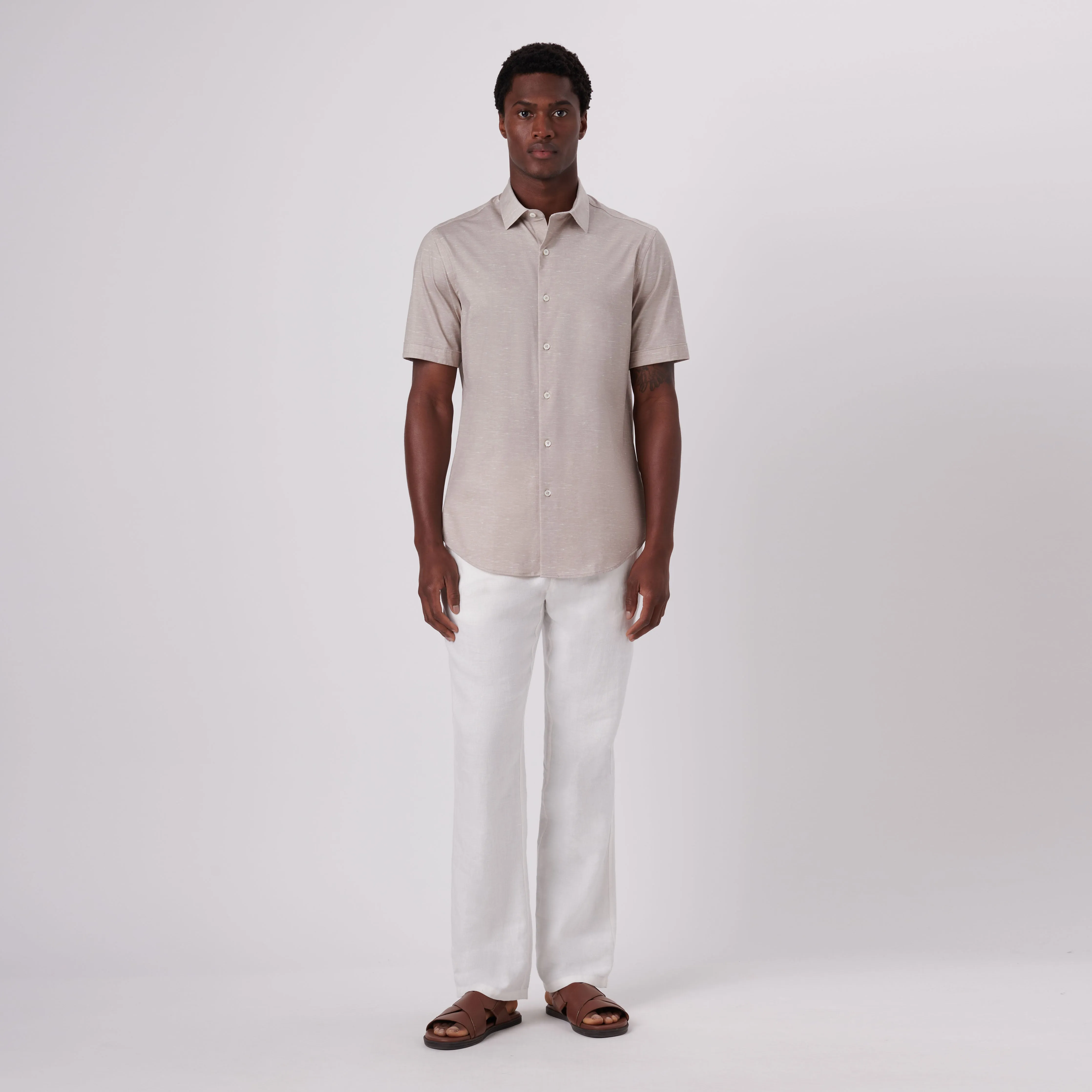 Miles Heather Print OoohCotton Short Sleeve Shirt