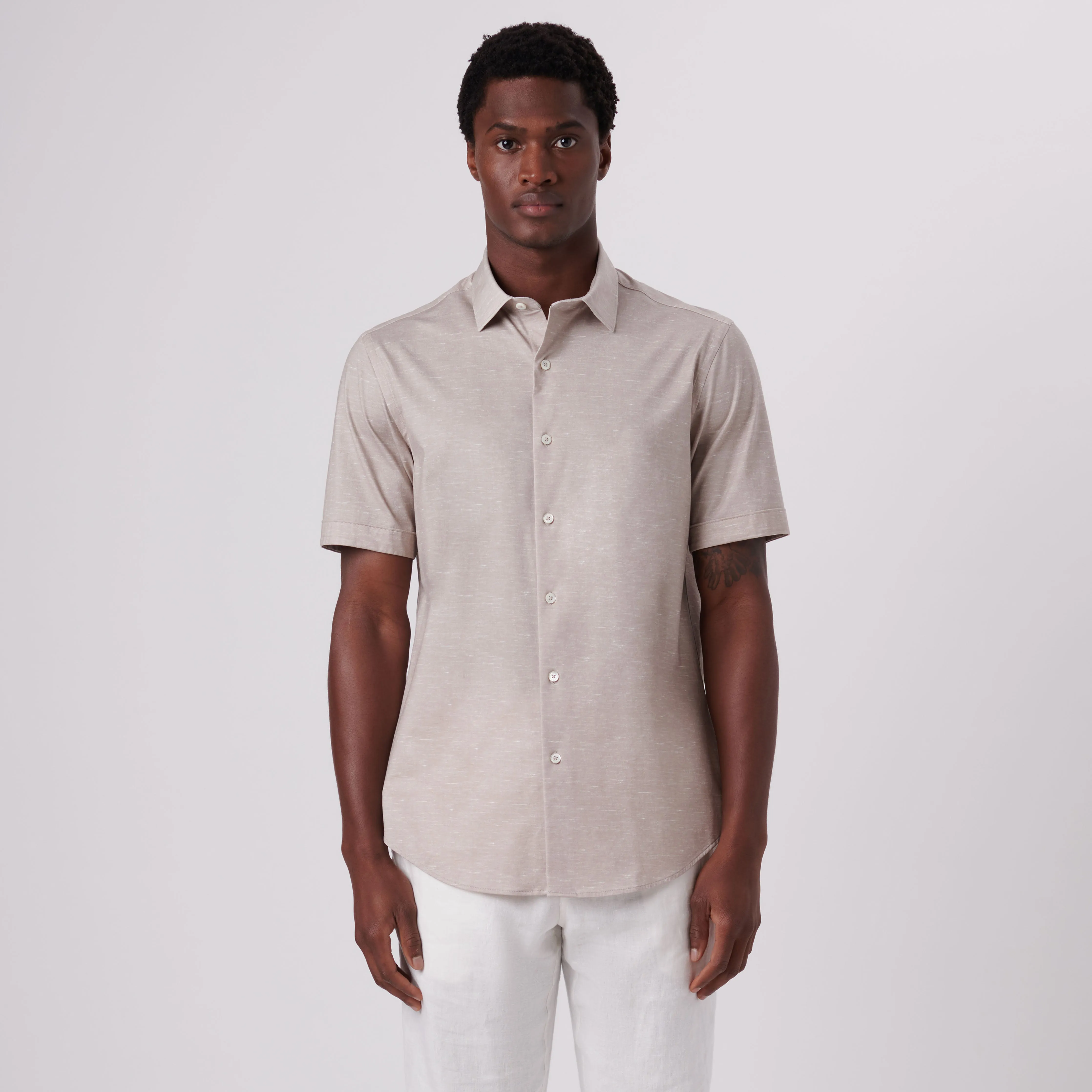 Miles Heather Print OoohCotton Short Sleeve Shirt