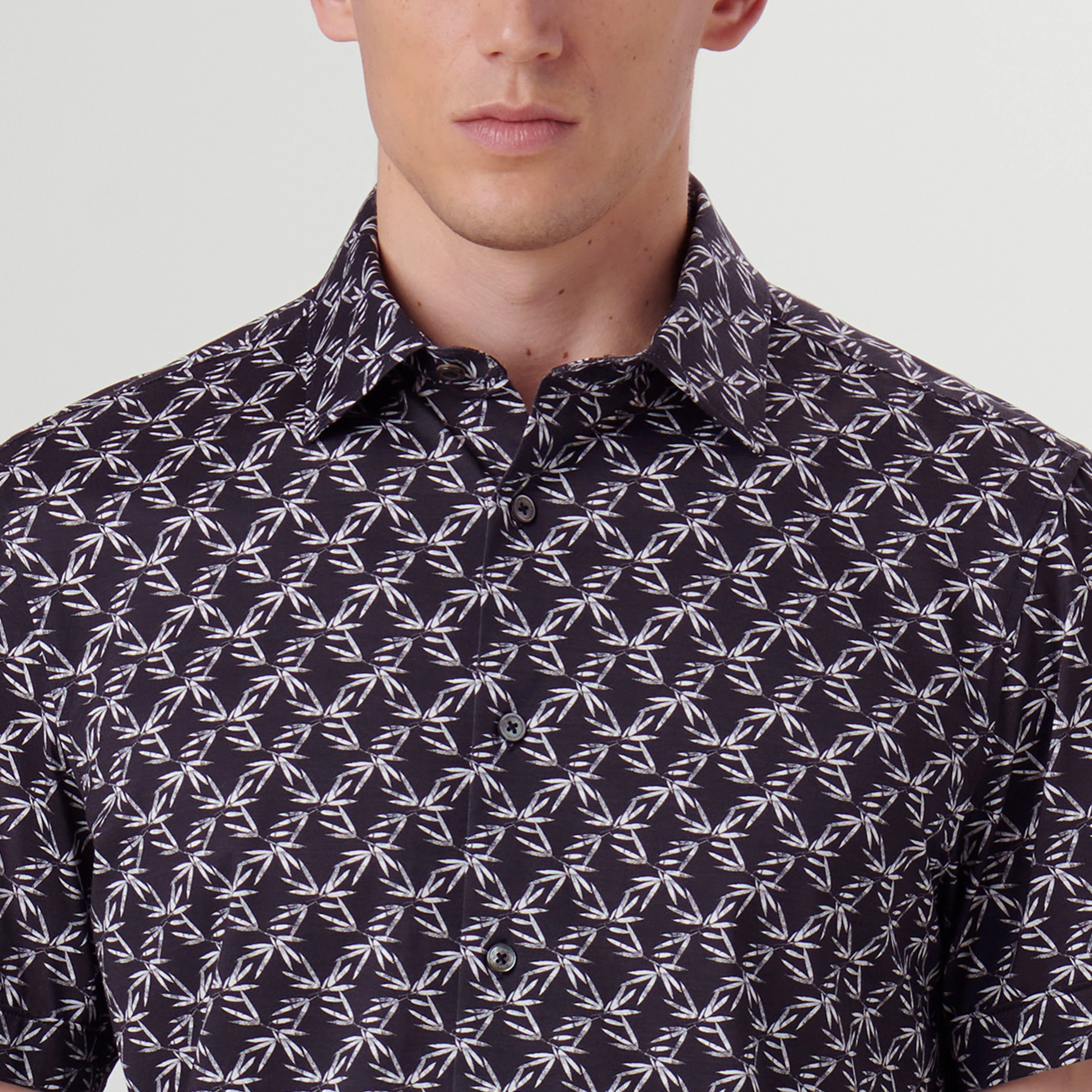 Miles Leaf Print OoohCotton Short Sleeve Shirt