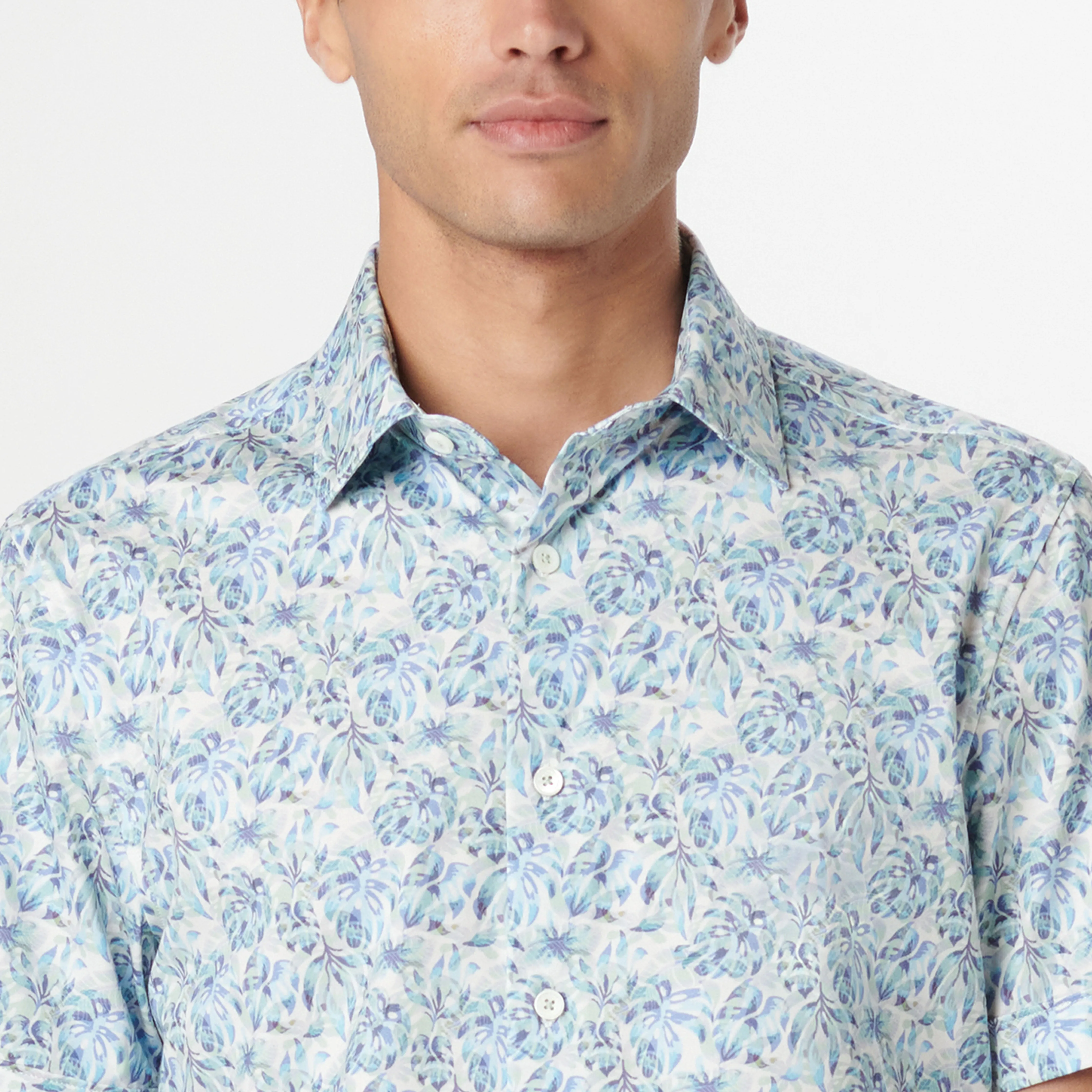 Miles Leaf Print OoohCotton Short Sleeve Shirt