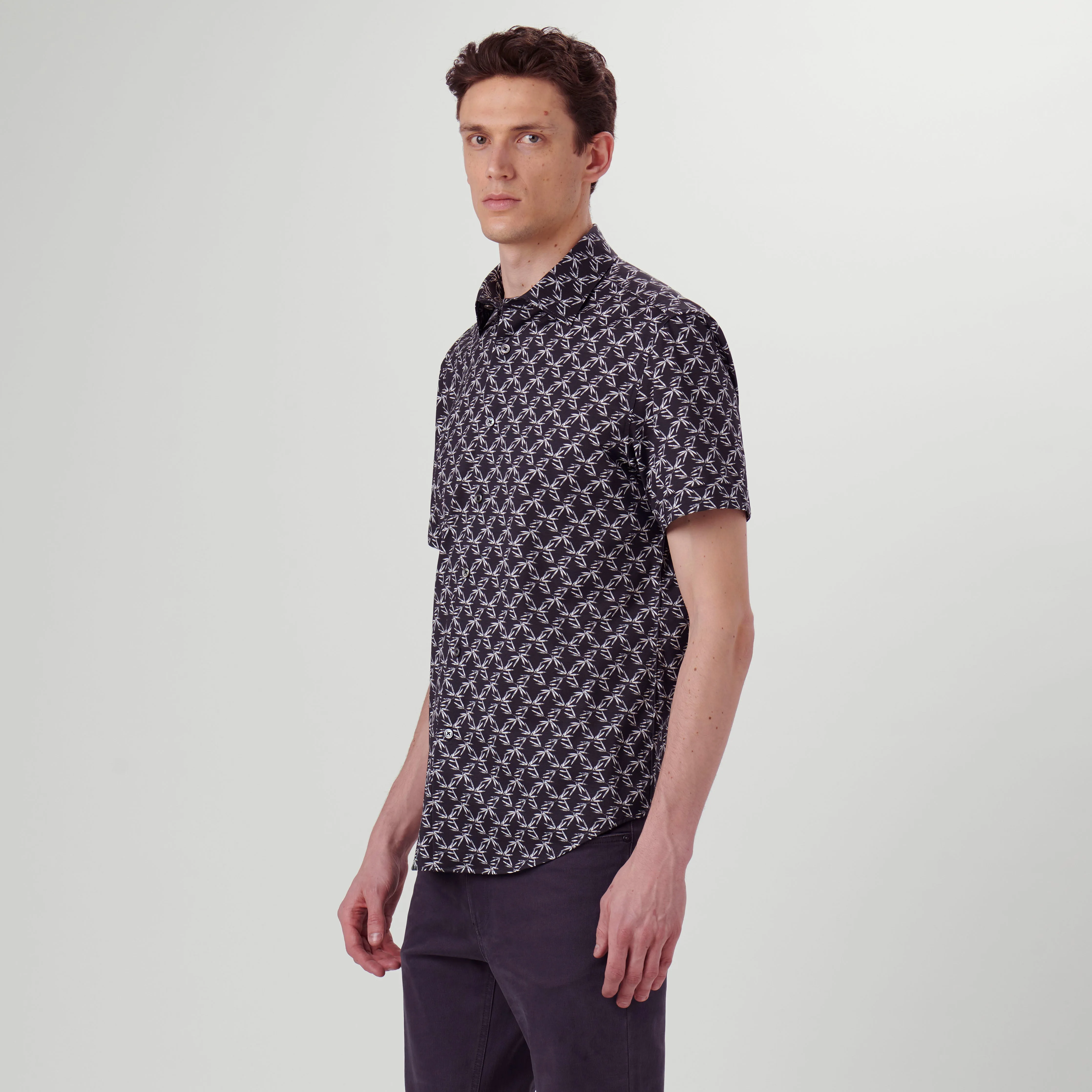 Miles Leaf Print OoohCotton Short Sleeve Shirt