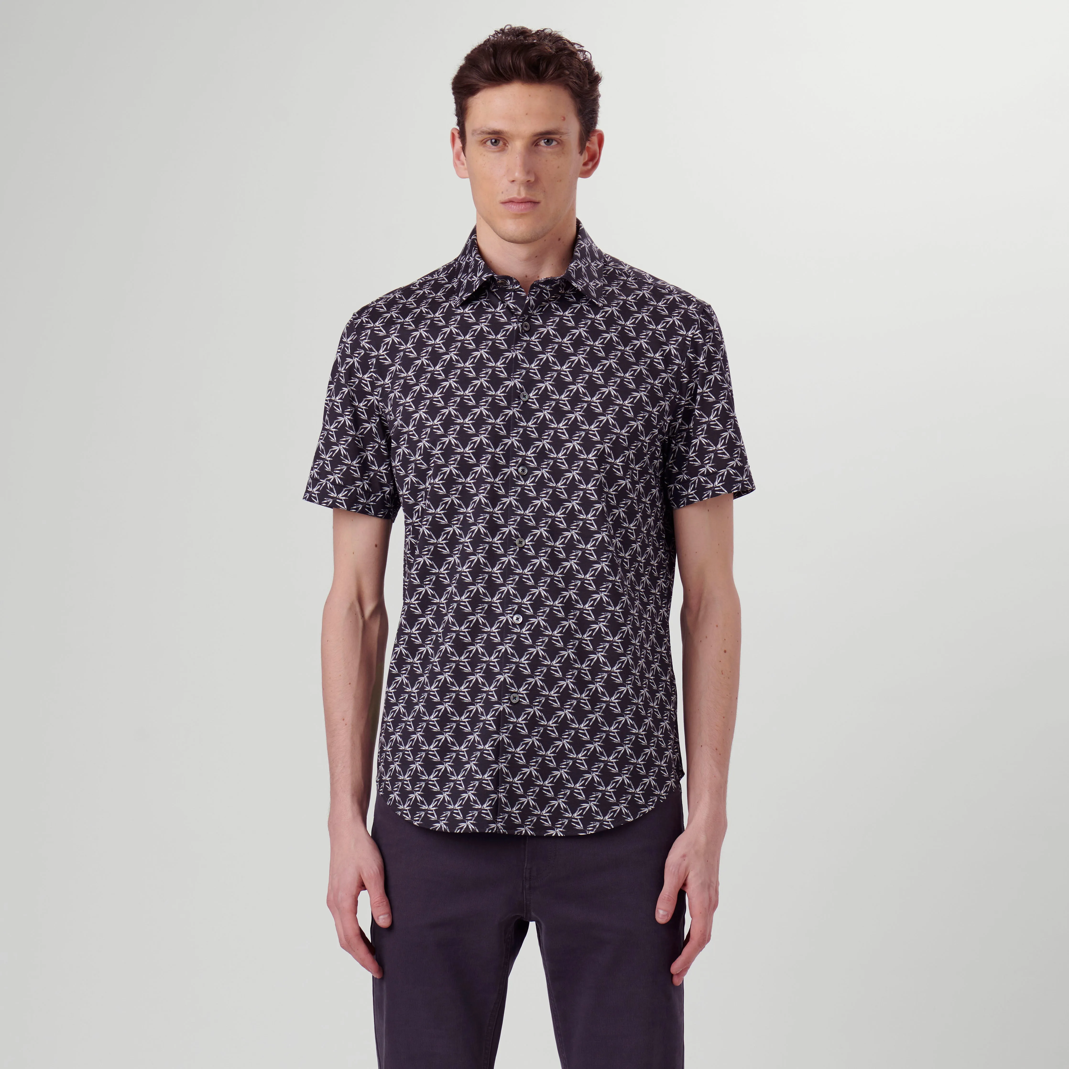 Miles Leaf Print OoohCotton Short Sleeve Shirt