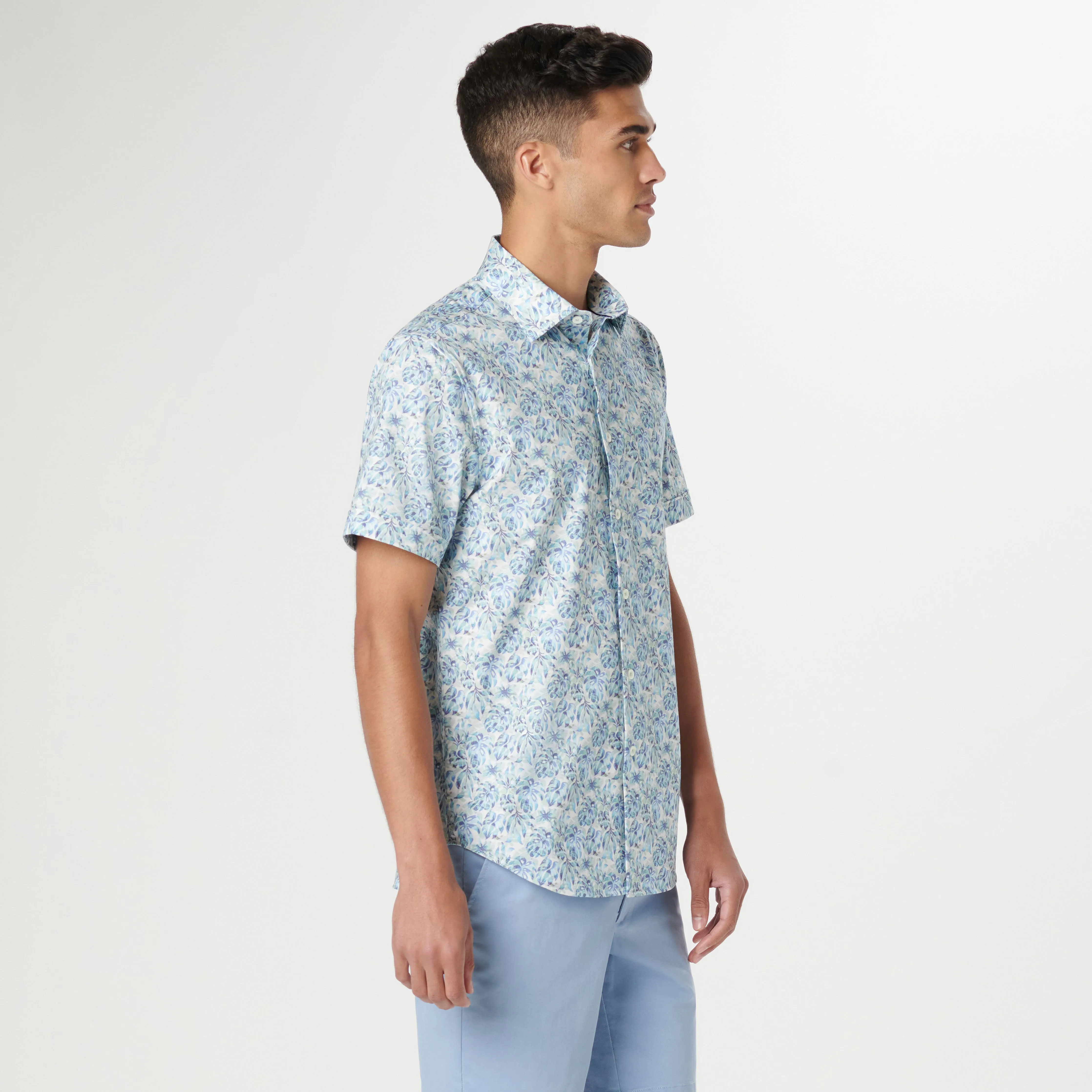 Miles Leaf Print OoohCotton Short Sleeve Shirt