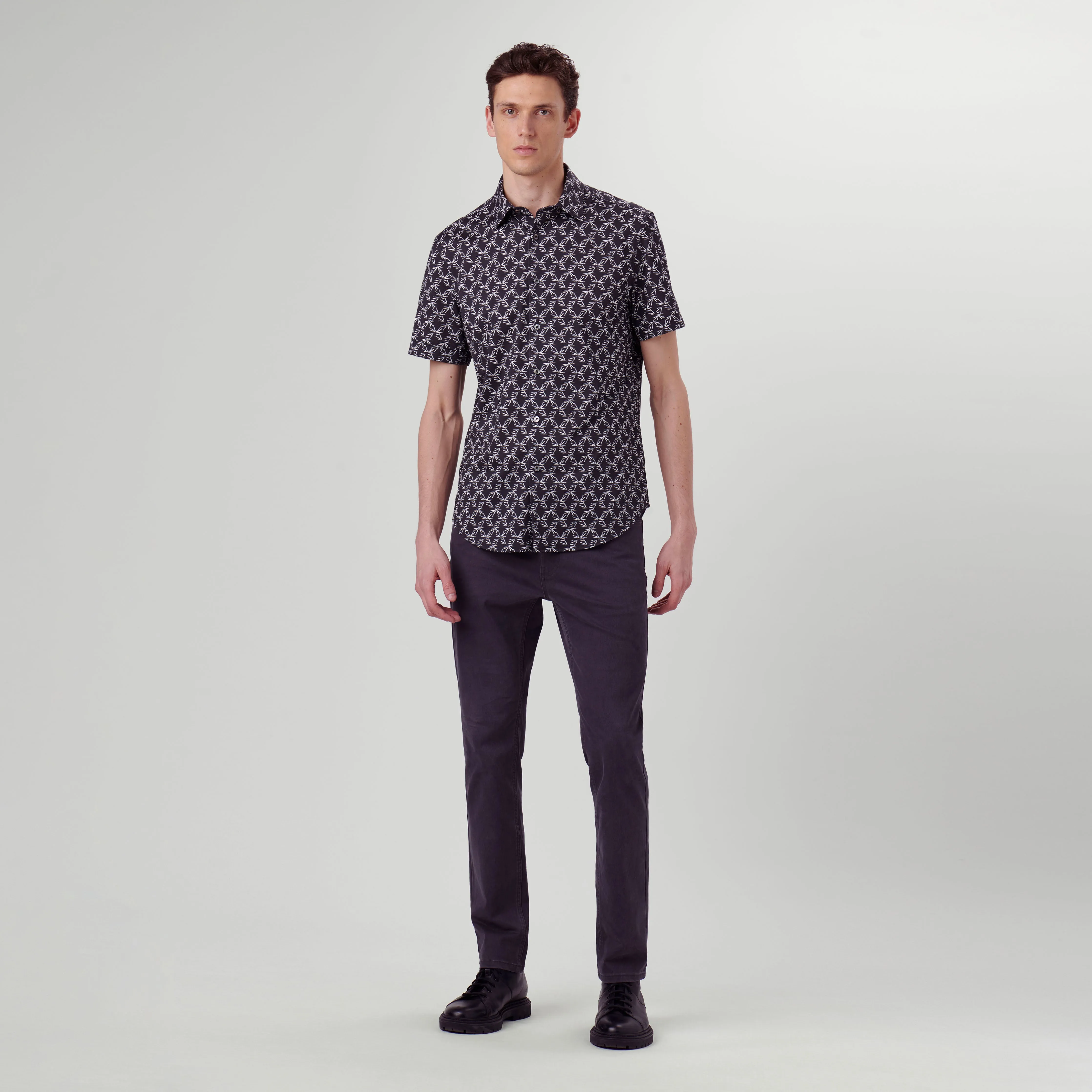 Miles Leaf Print OoohCotton Short Sleeve Shirt