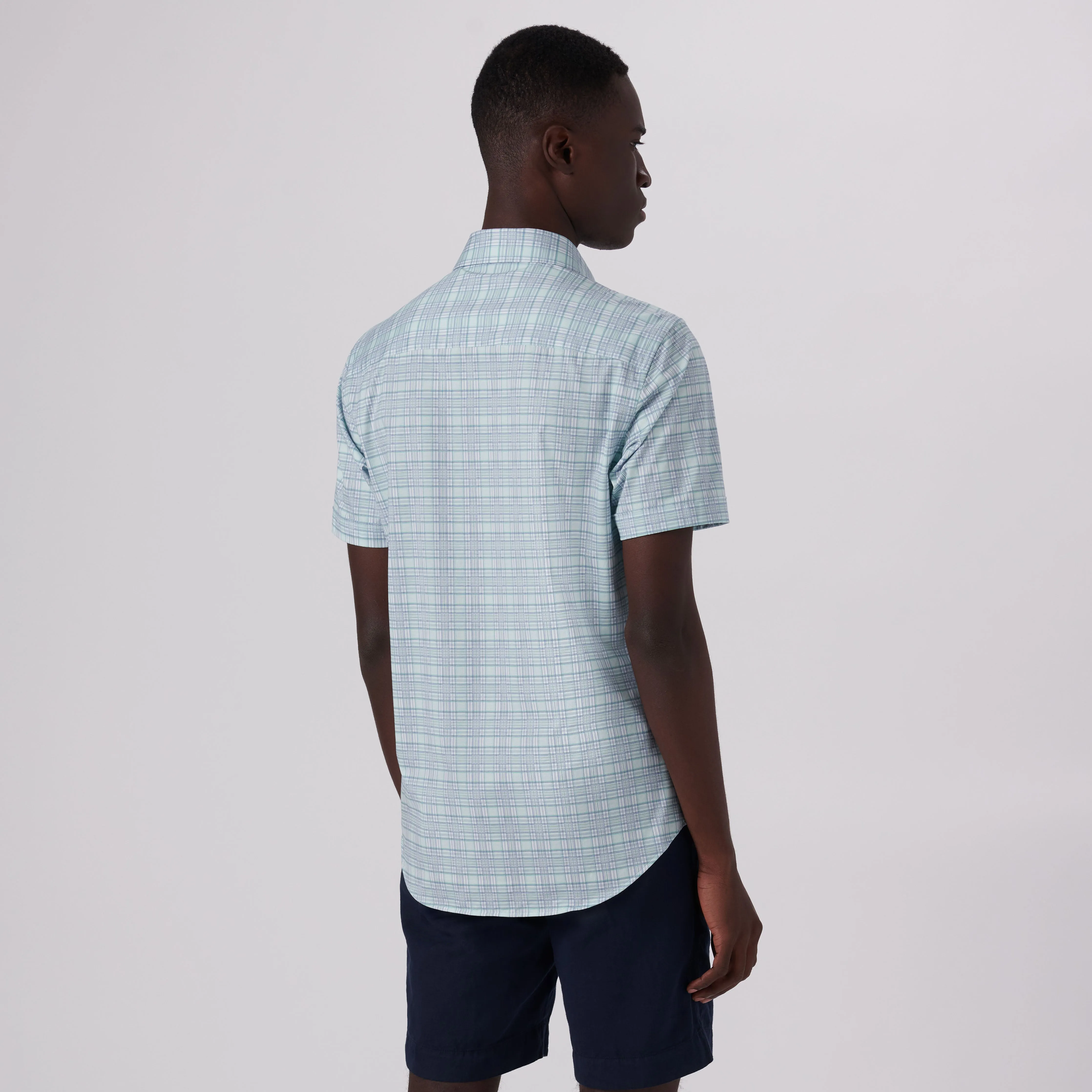 Miles Plaid Check Print OoohCotton Short Sleeve Shirt