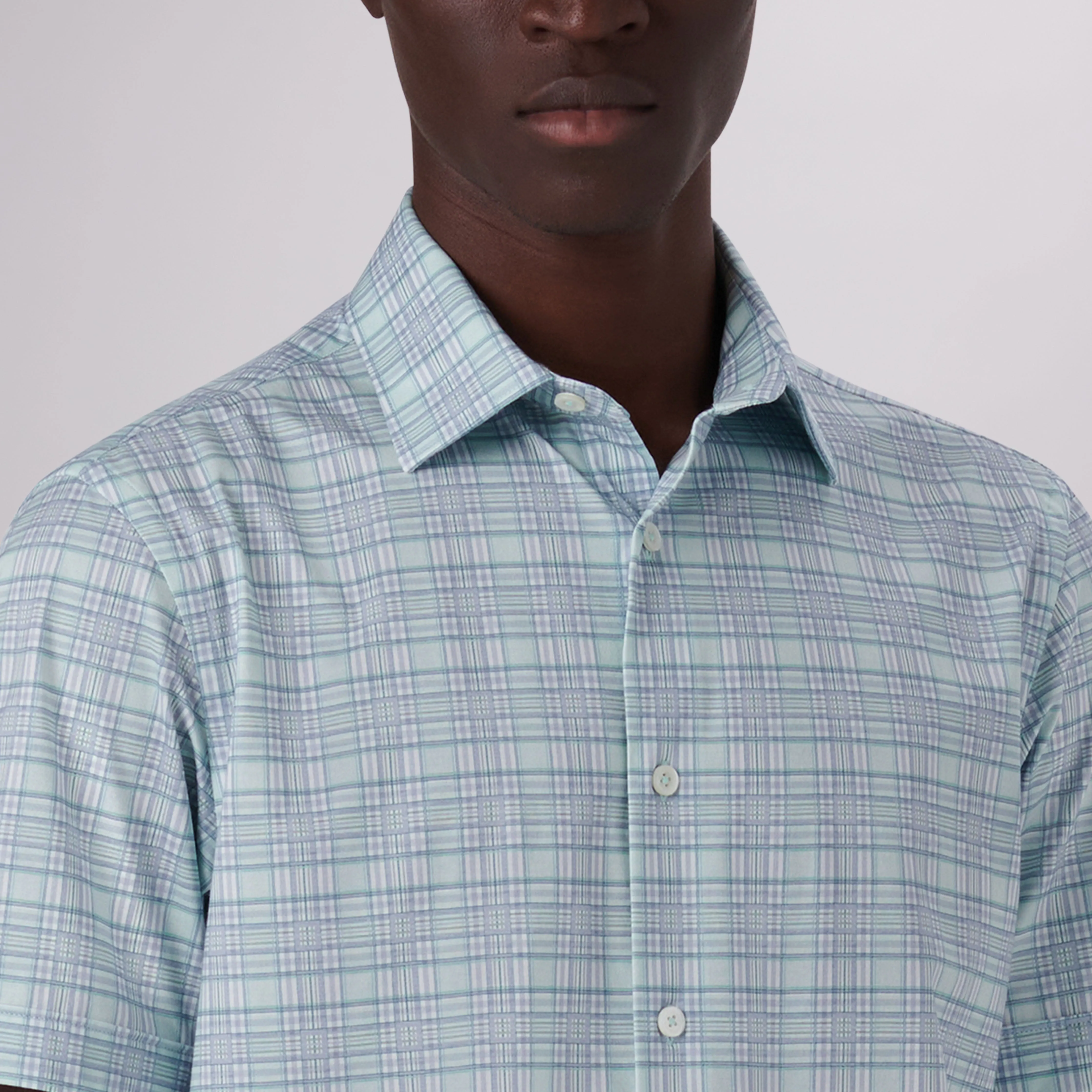 Miles Plaid Check Print OoohCotton Short Sleeve Shirt