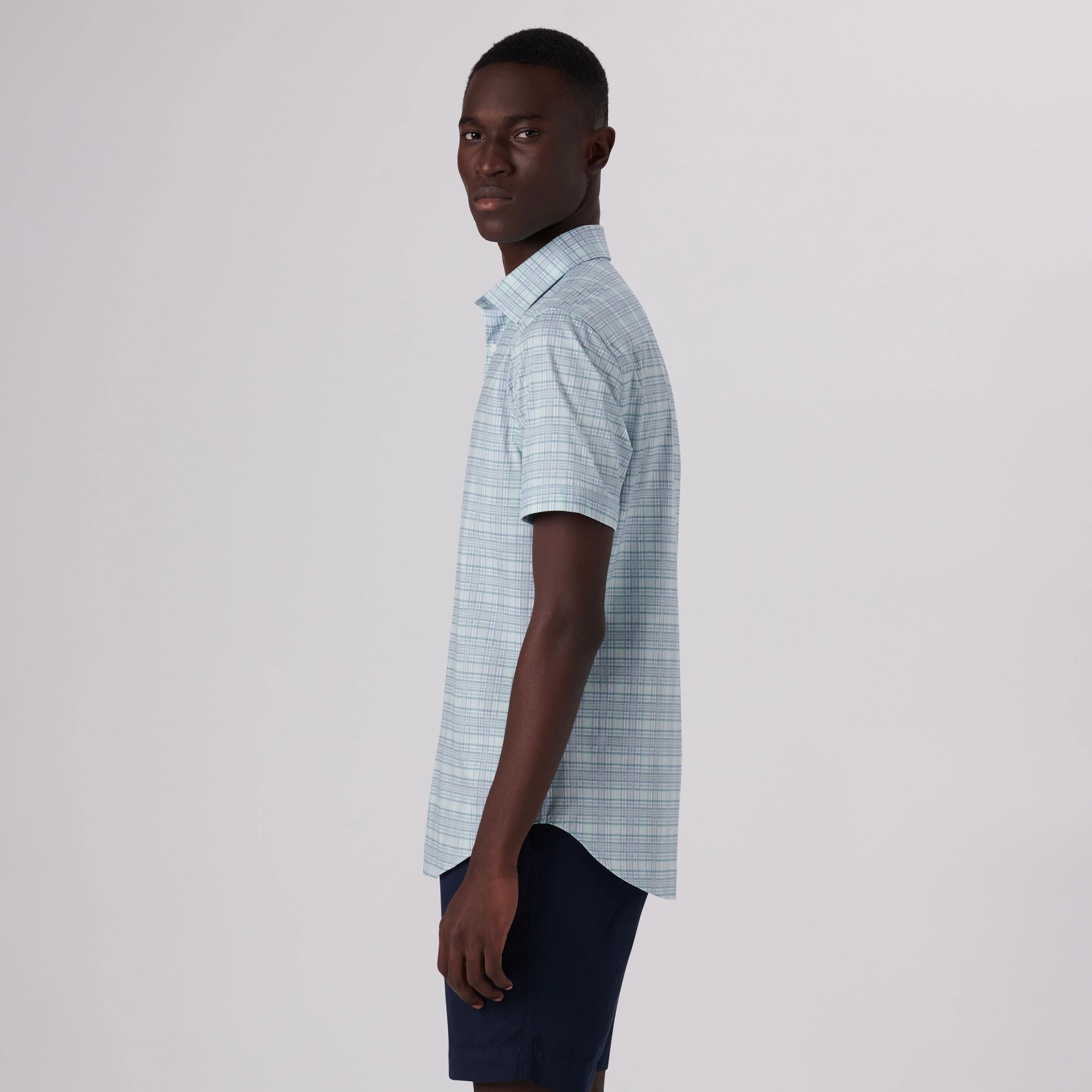 Miles Plaid Check Print OoohCotton Short Sleeve Shirt