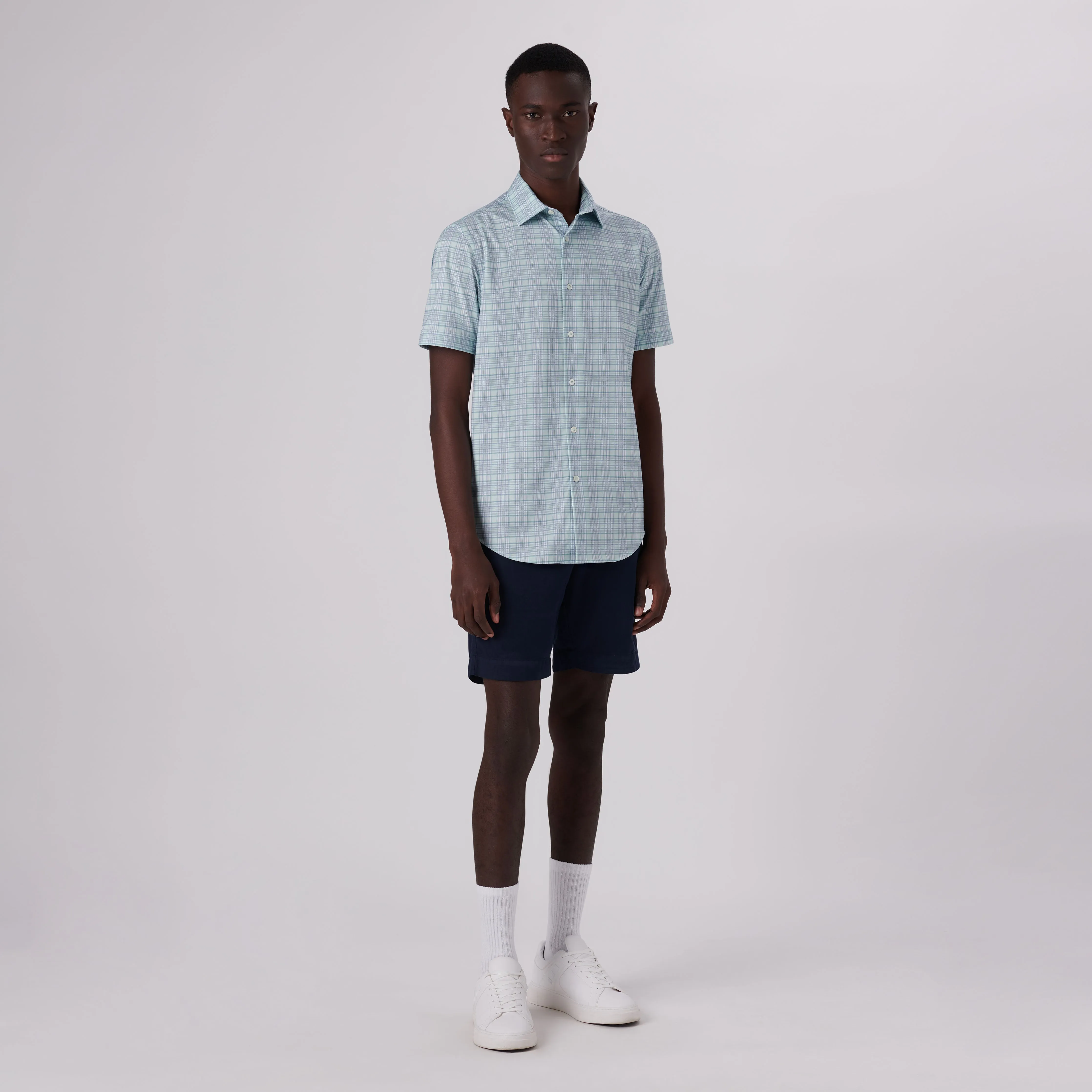Miles Plaid Check Print OoohCotton Short Sleeve Shirt