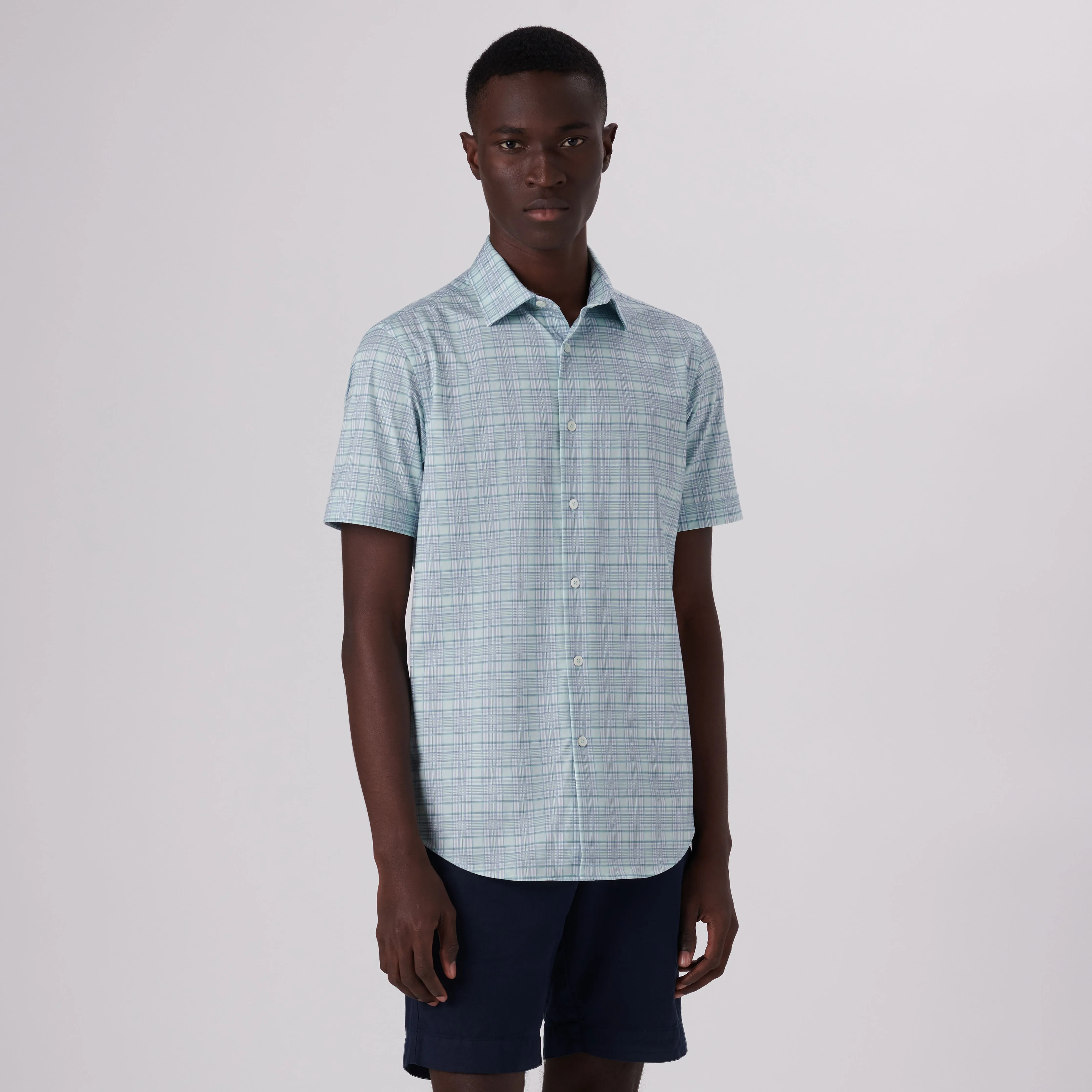 Miles Plaid Check Print OoohCotton Short Sleeve Shirt