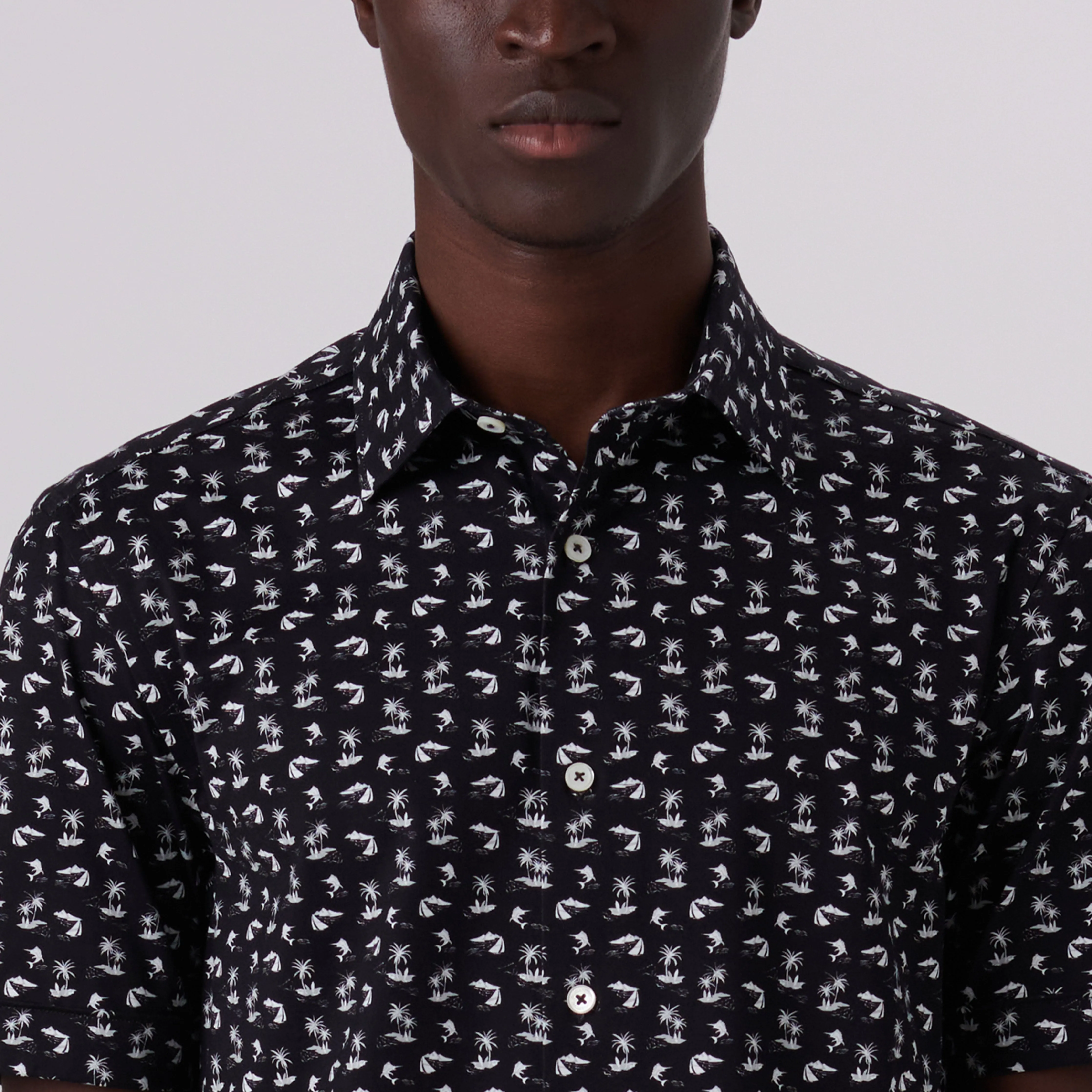 Miles Tropical Print OoohCotton Short Sleeve Shirt