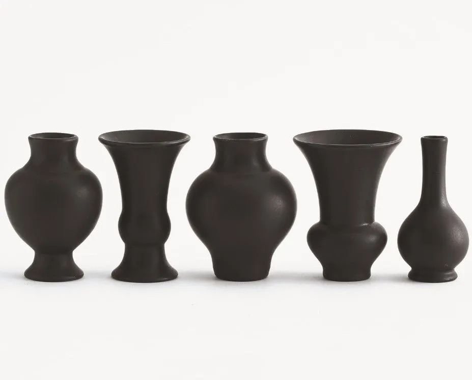 Mini Chinoise Vases, Matte Black, S/5 - Global Views