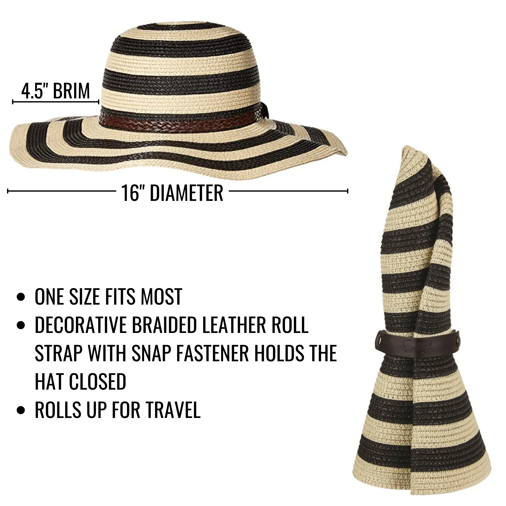 Monogrammed Sun Hat Foldable Packable - 3 Colors