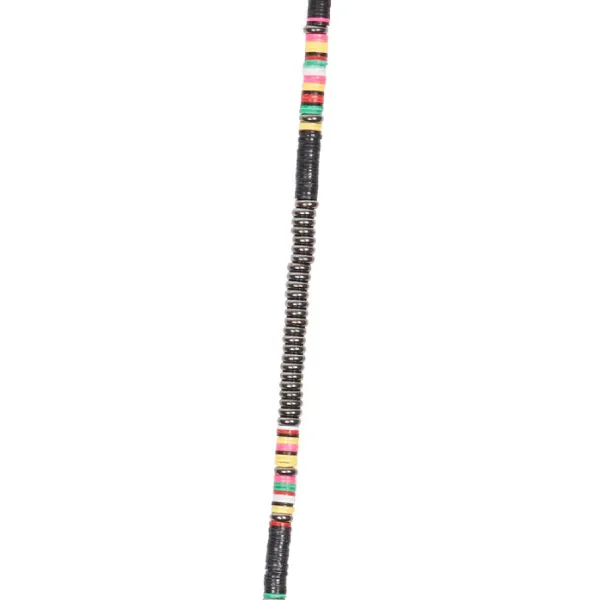 Multicolor Black African Beaded Necklace with Black PVD Beads