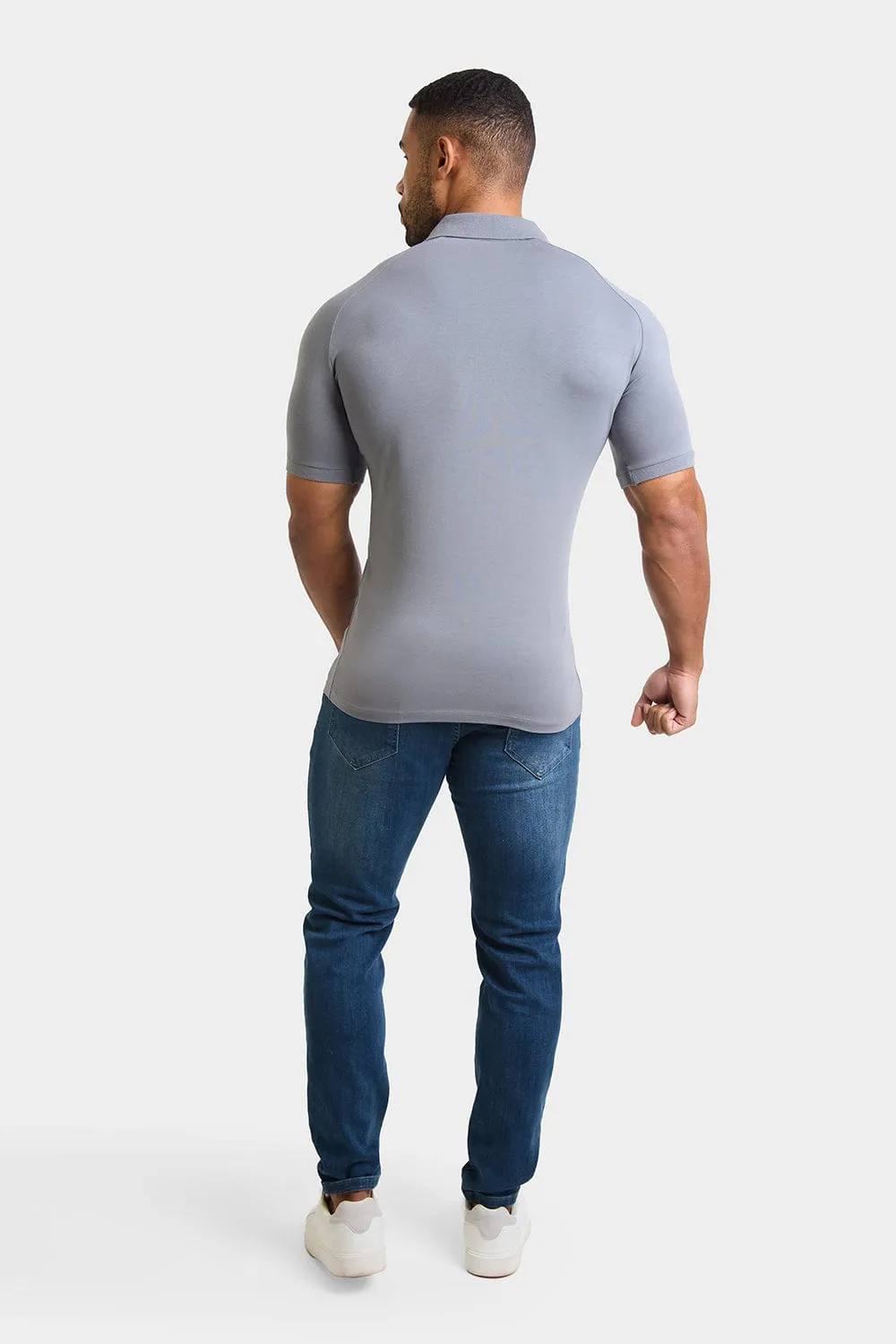 Muscle Fit Polo in Lead Grey