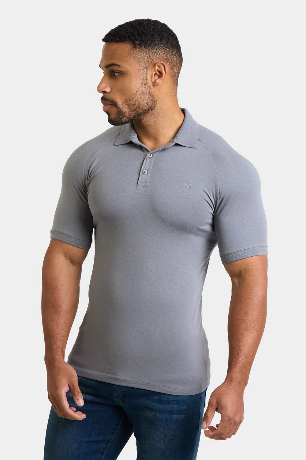 Muscle Fit Polo in Lead Grey