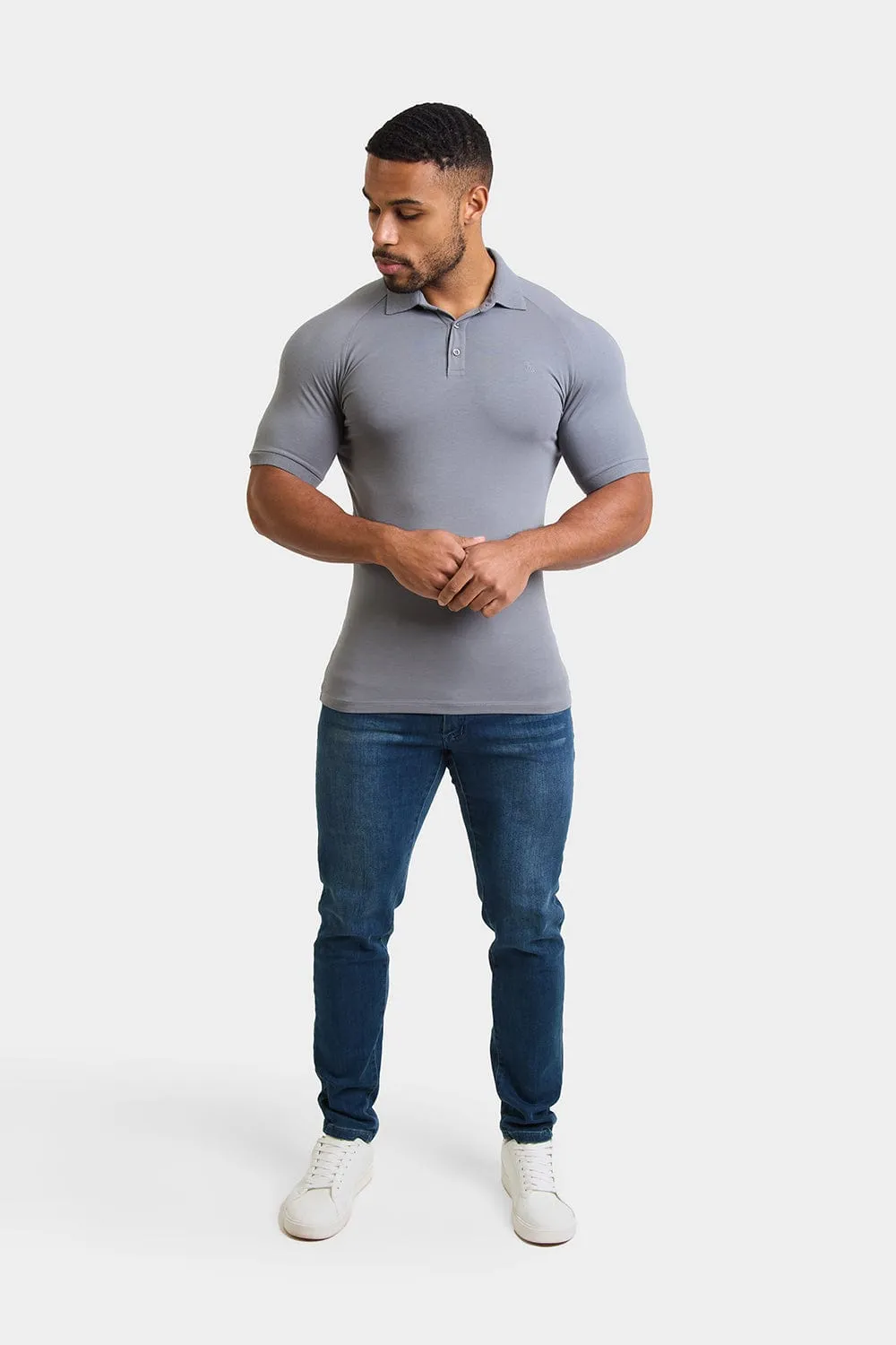Muscle Fit Polo in Lead Grey