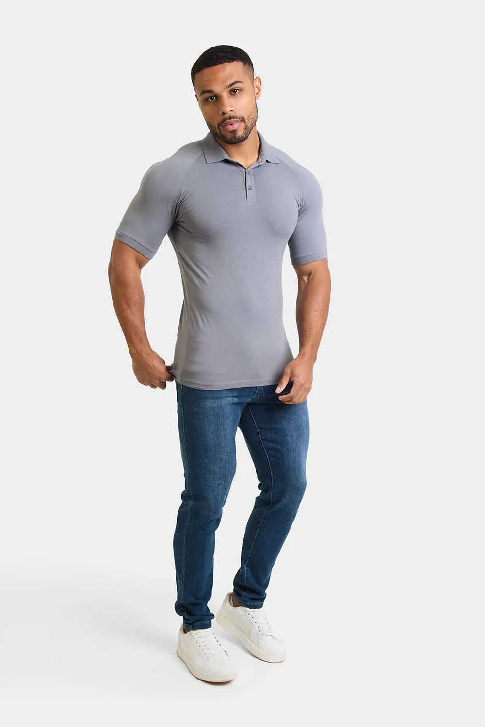 Muscle Fit Polo in Lead Grey