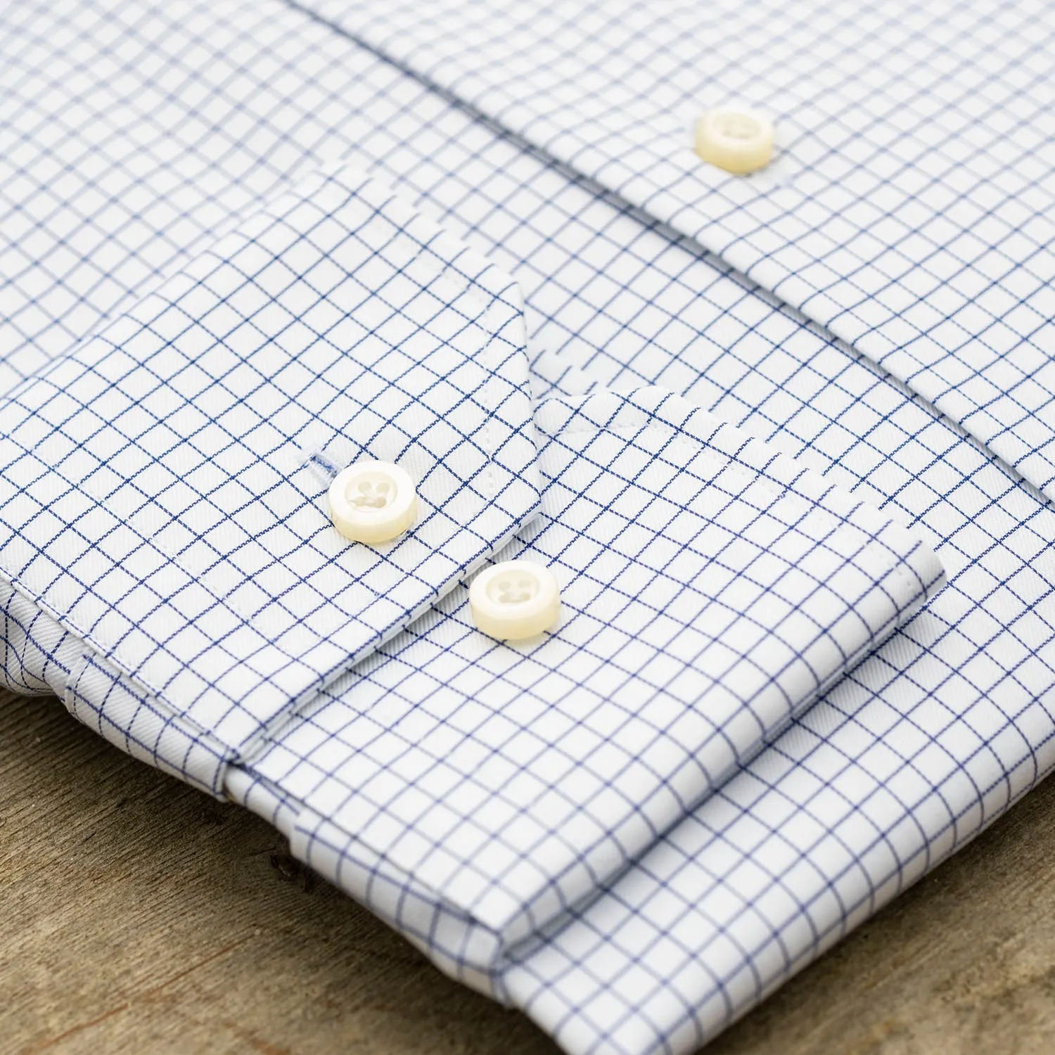 Navy and White Check Dress Shirt