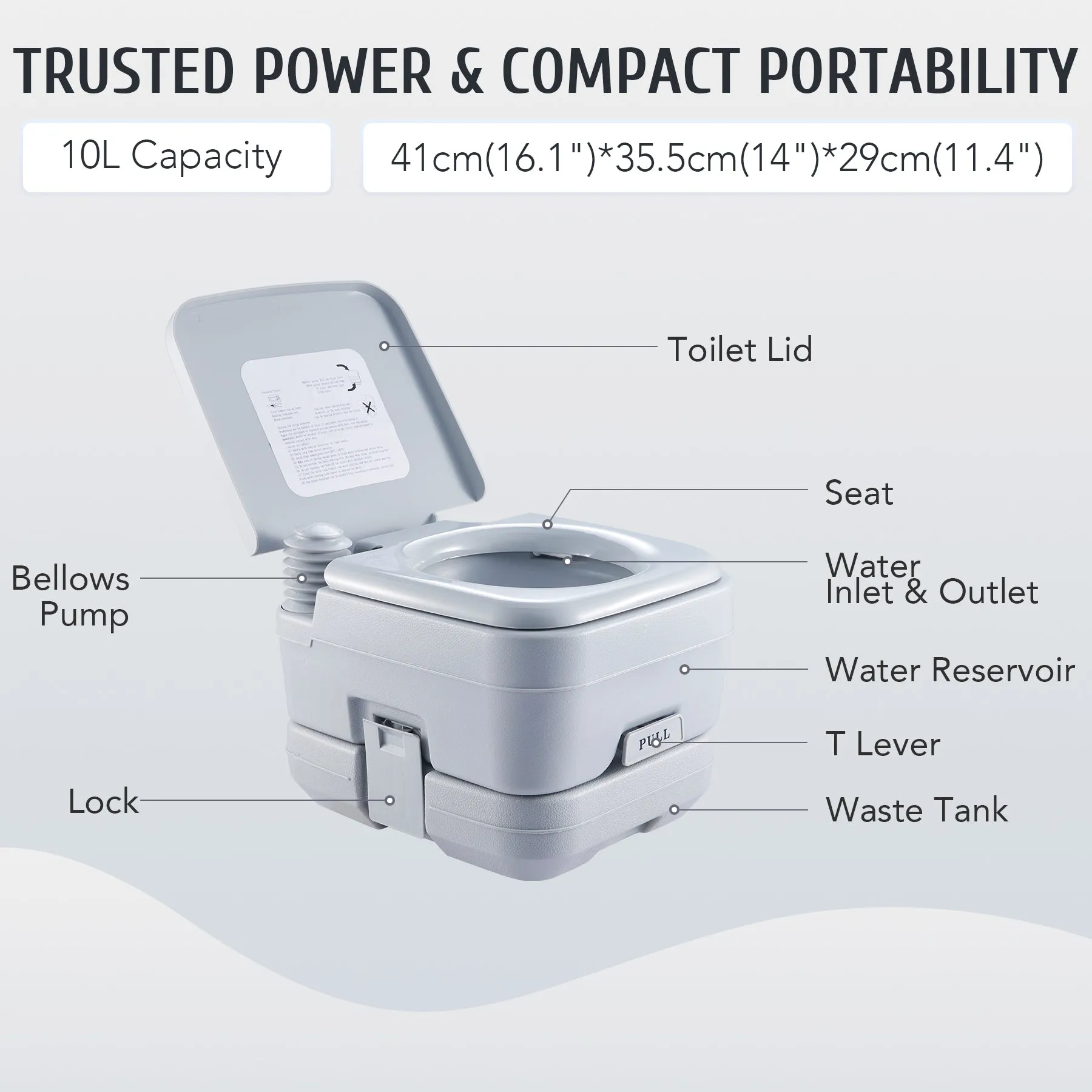 New in box! Bestco Lightweight Portable Toilet Travel Potty for Camping Hunting More, Bellows Pump! Retails $199 