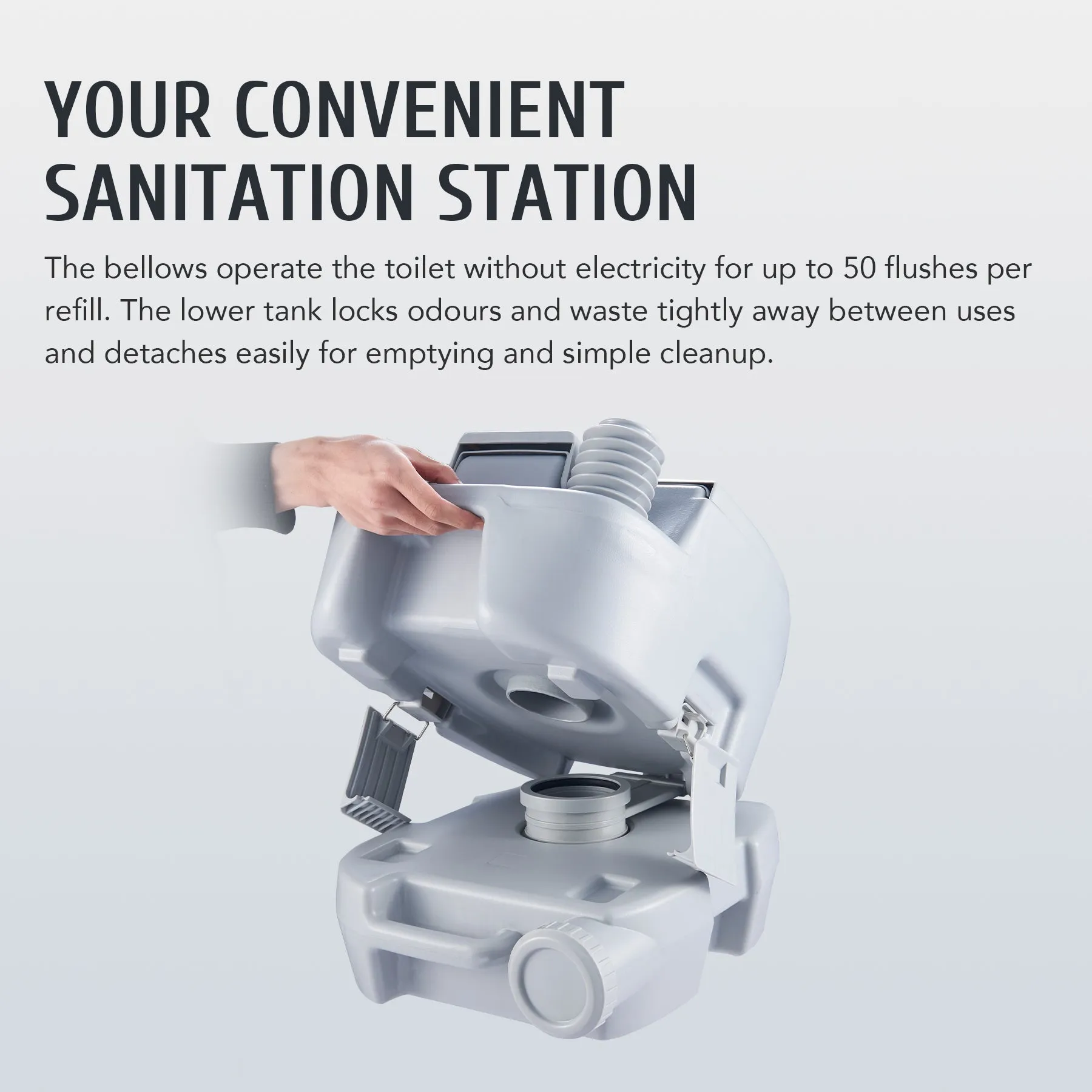 New in box! Bestco Lightweight Portable Toilet Travel Potty for Camping Hunting More, Bellows Pump! Retails $199 