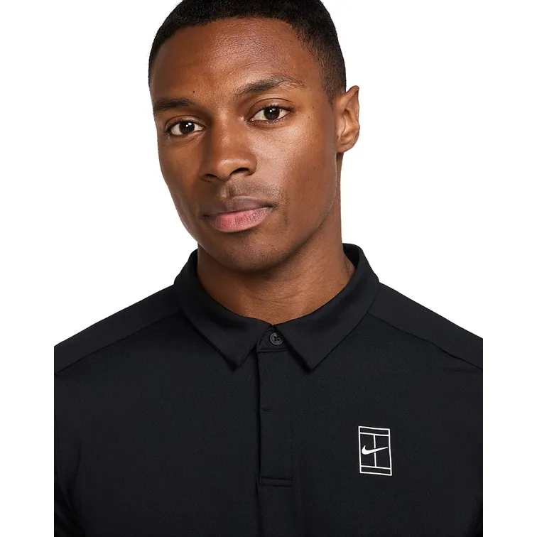 NikeCourt Dri-Fit Advantage Men's Black & White Button Polo