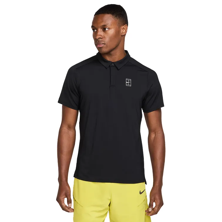 NikeCourt Dri-Fit Advantage Men's Black & White Button Polo