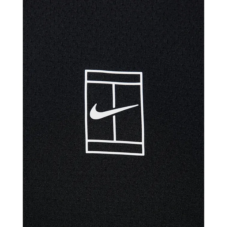 NikeCourt Dri-Fit Advantage Men's Black & White Button Polo