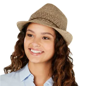 Nine West Women's Adjustable UPF 50  Packable Fedora Hat