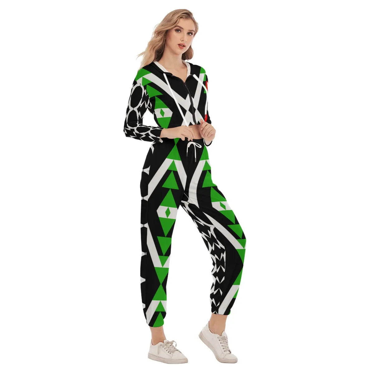 Origen Destination Dia-Symbol Women's Crop Hoodie Sports Jumpsuit