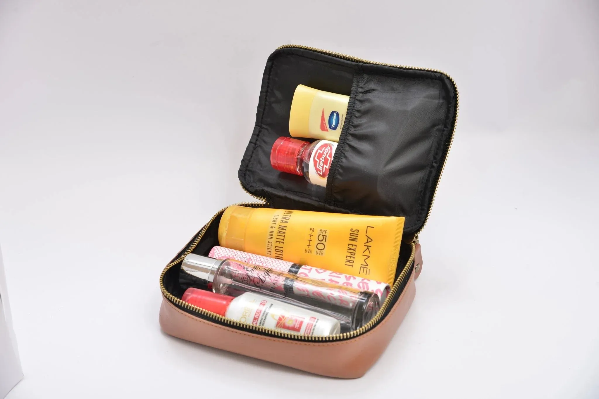 Personalized Mini make up kit   Chained Sling bag - Tan