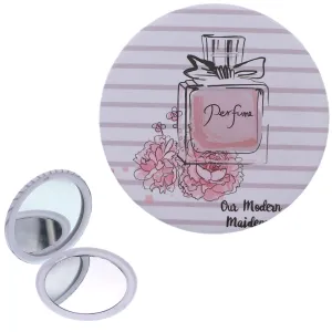 Pink Perfume Striped Compact Makeup Mirror
