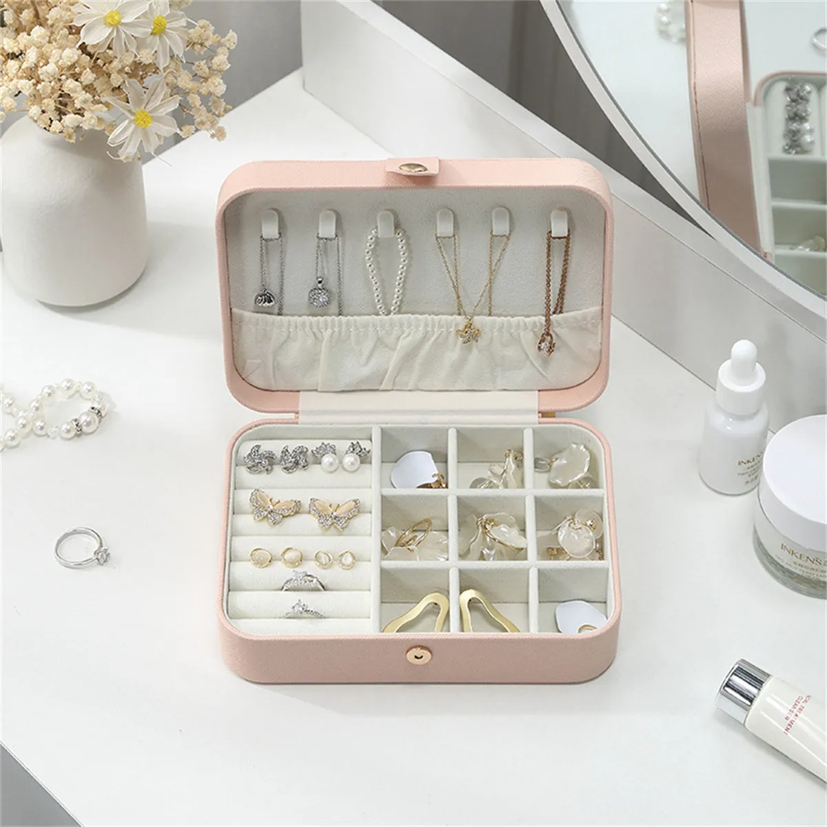 Pink Portable Jewelry Box
