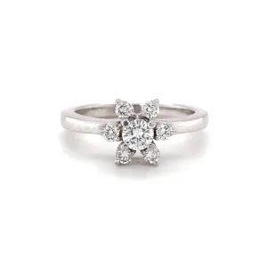 Platinum 6 Petal Floral Motif Ring