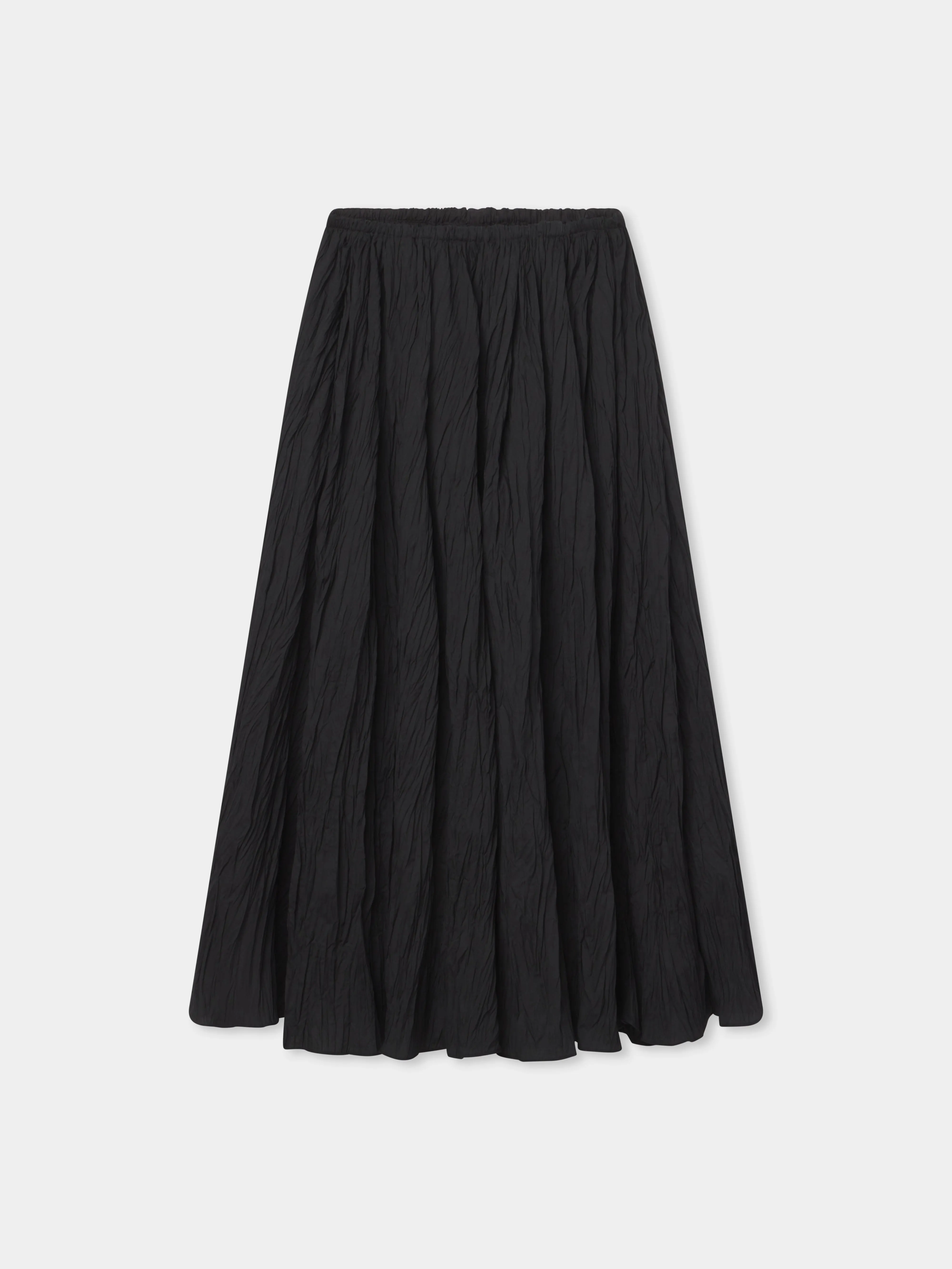 Plissé Skirt in Crinkled Cotton - Black