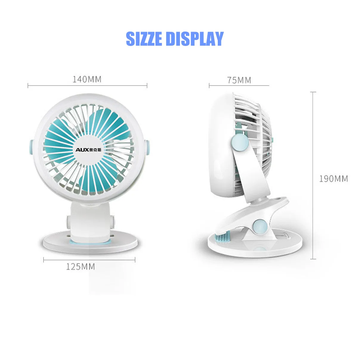 Portable USB Personal Fan USB Desk Clip Fan Portable Travel Clip Fan Rechargeable USB Mini Clamp Fan