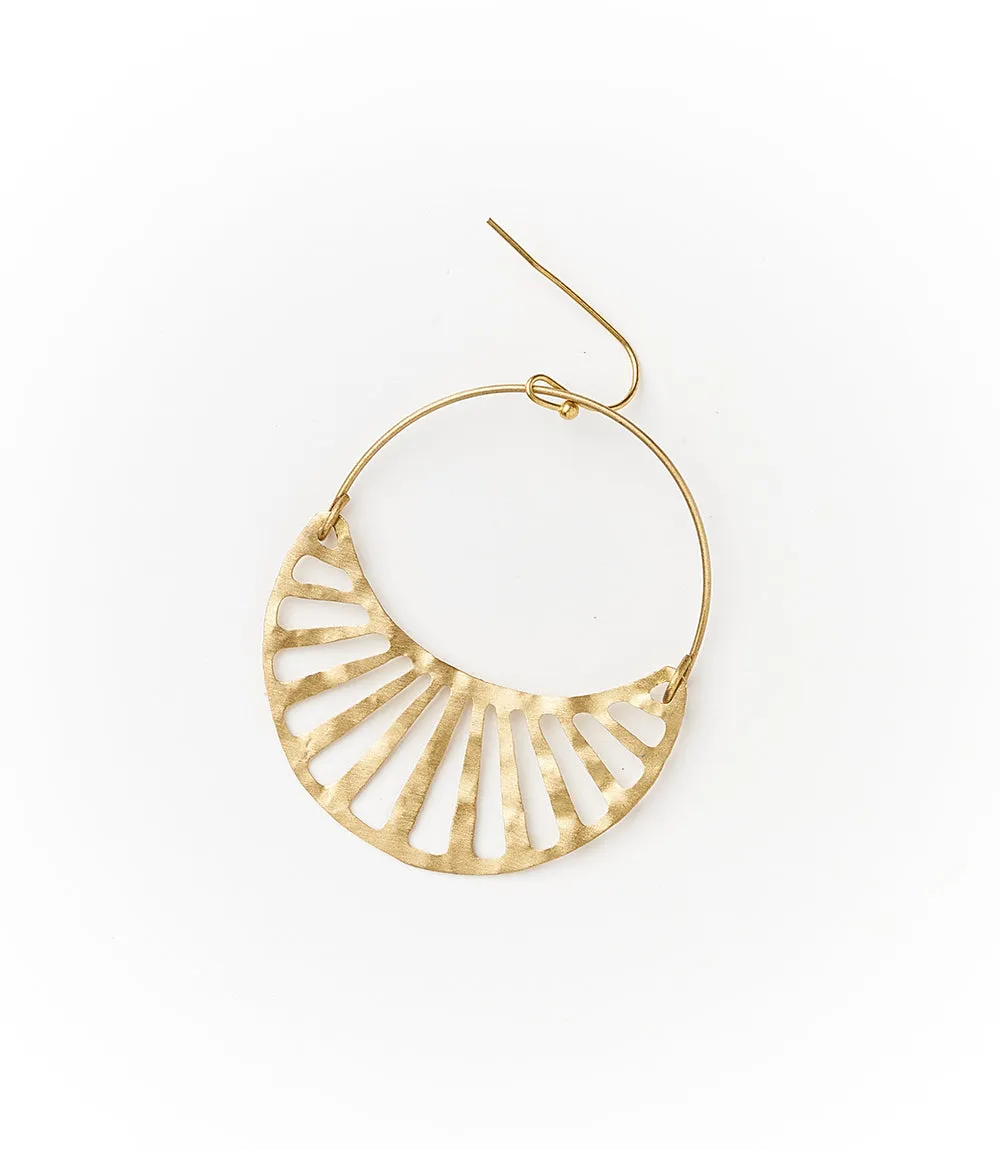 Rajani Gold Hoop Earrings - Crescent Disc by Matr Boomie