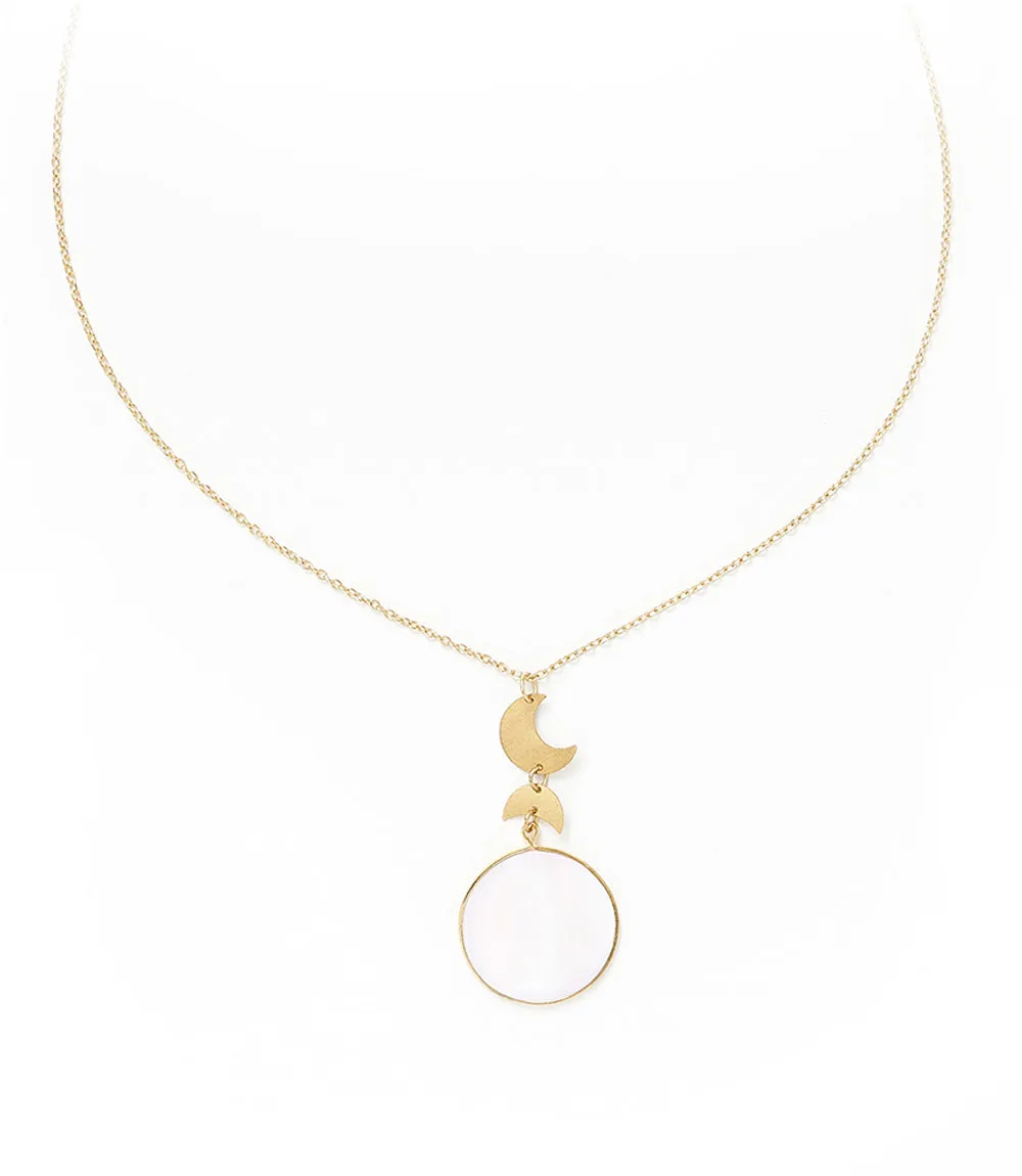 Rajani Moon Phase Drop Necklace - Mother of Pearl, Fair Trade