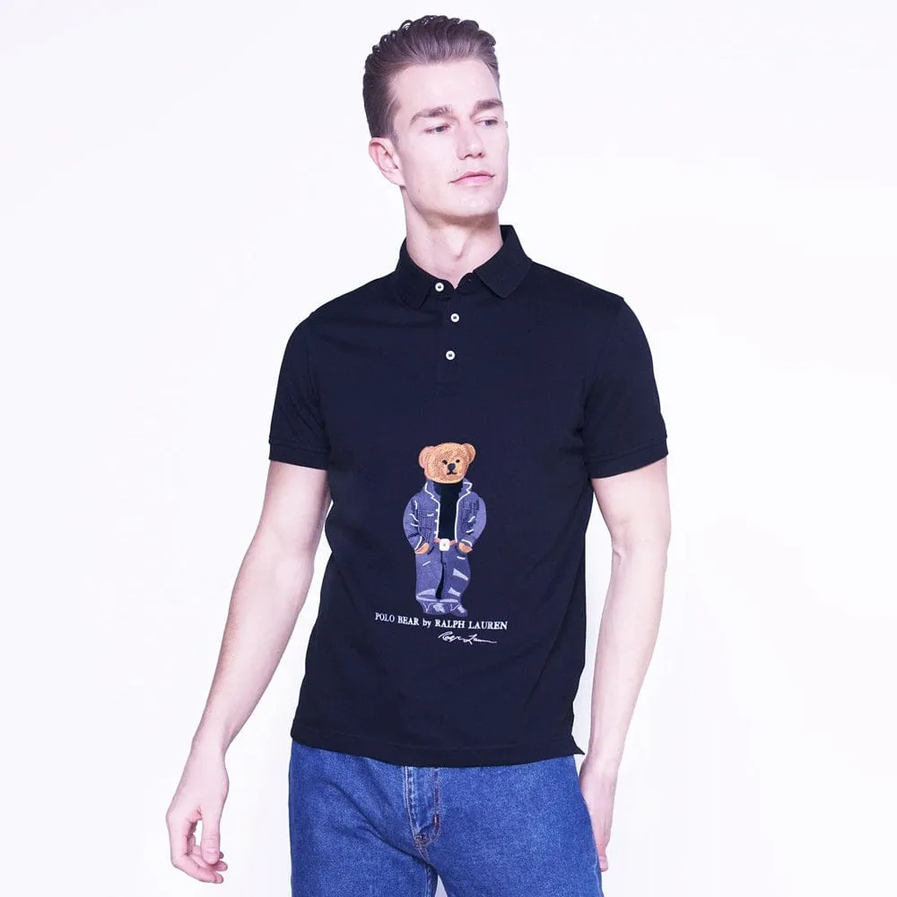 RL Bear Embroidered Navy Polo Shirt