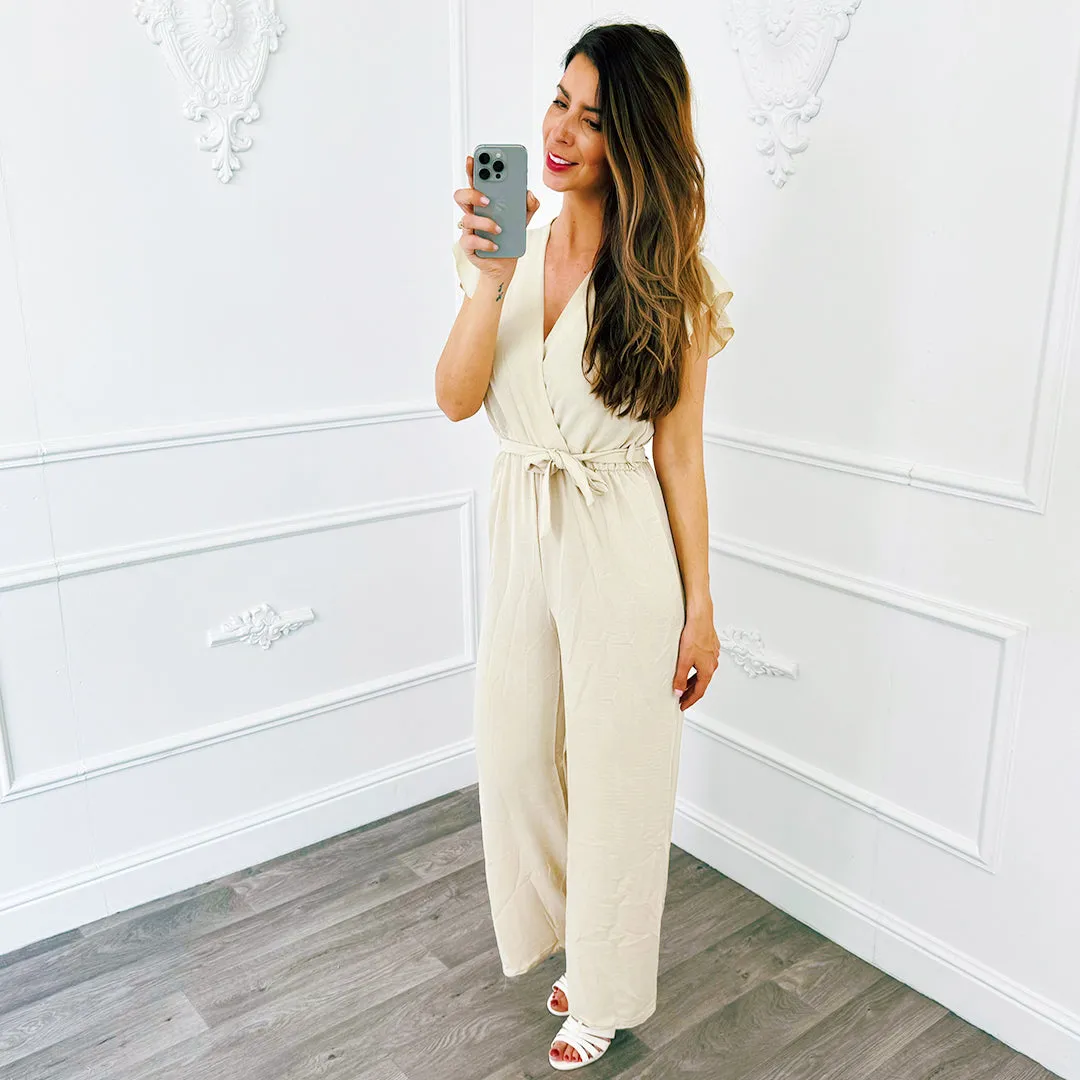 Ruffel Jumpsuit Beige