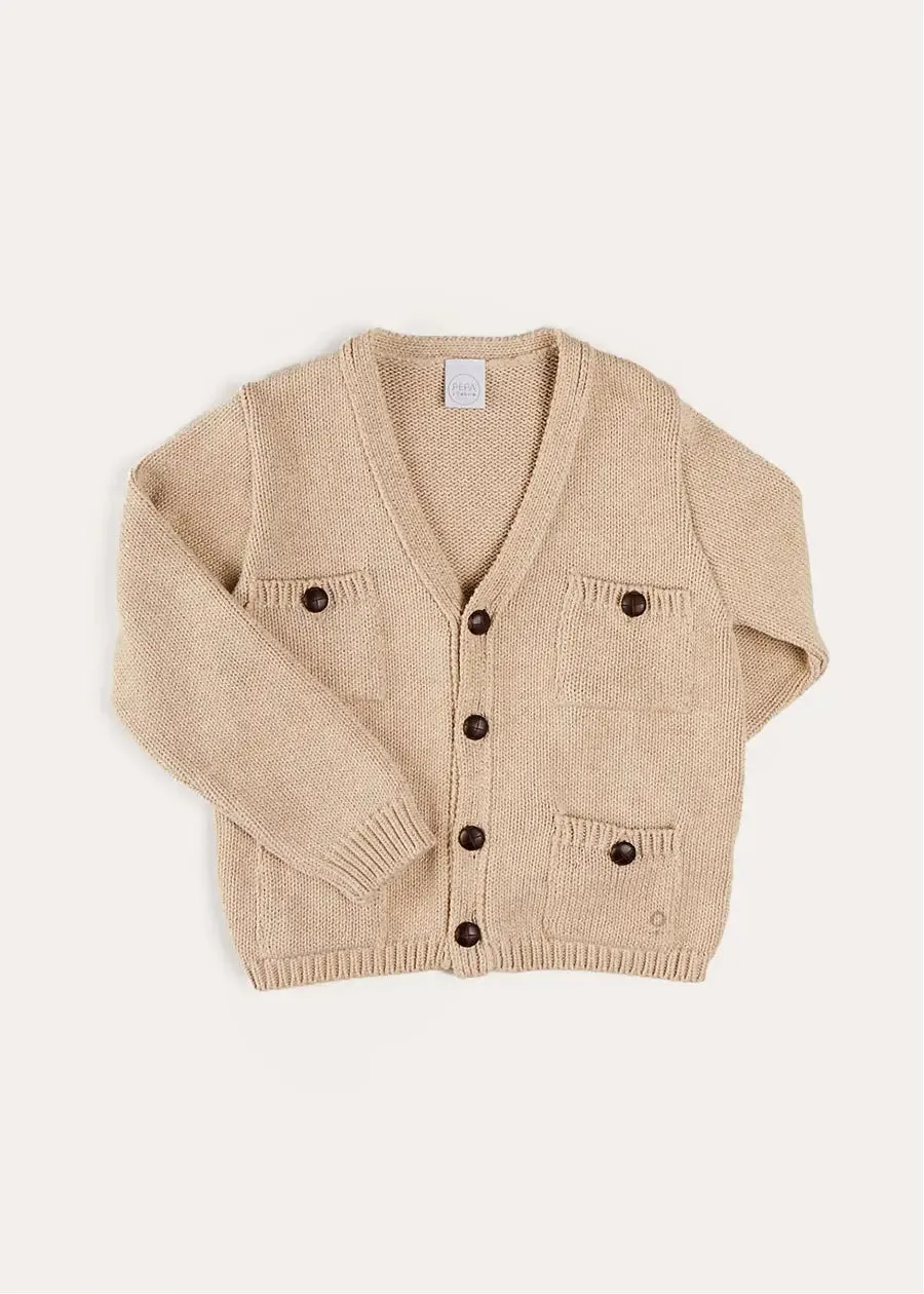 Safari Button Detail Cardigan in Camel (4-10yrs)