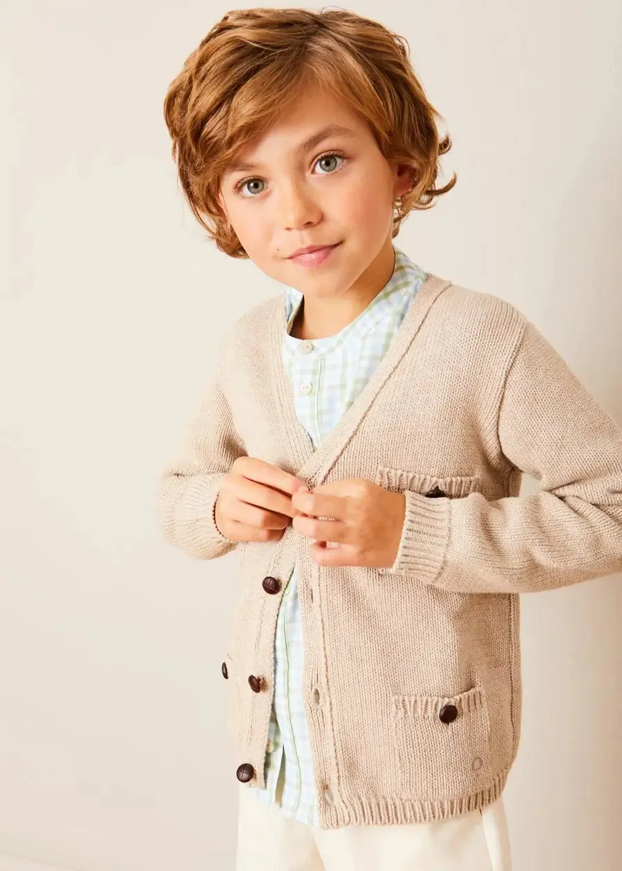 Safari Button Detail Cardigan in Camel (4-10yrs)