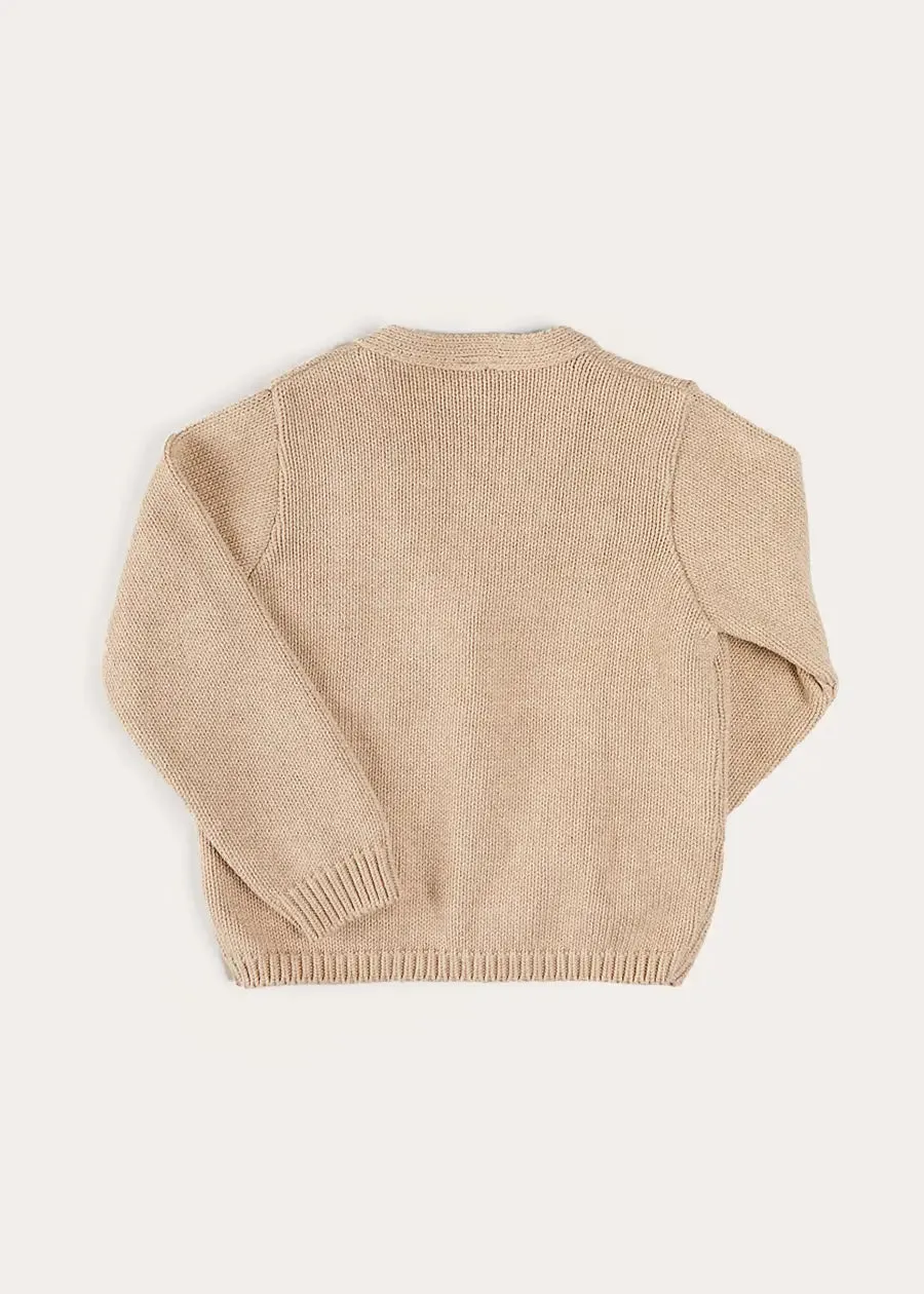 Safari Button Detail Cardigan in Camel (4-10yrs)